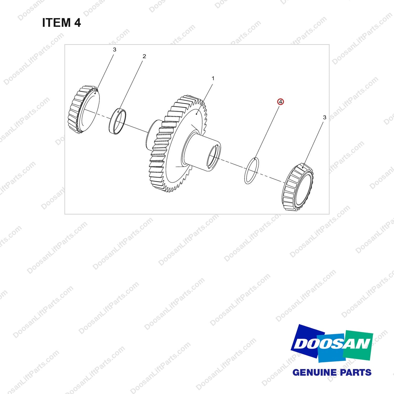 401002-02243 GEAR ASSY;MAIN OUTPUT - full parts diagram, item 4 marked - genuine Doosan / Bobcat forklift part