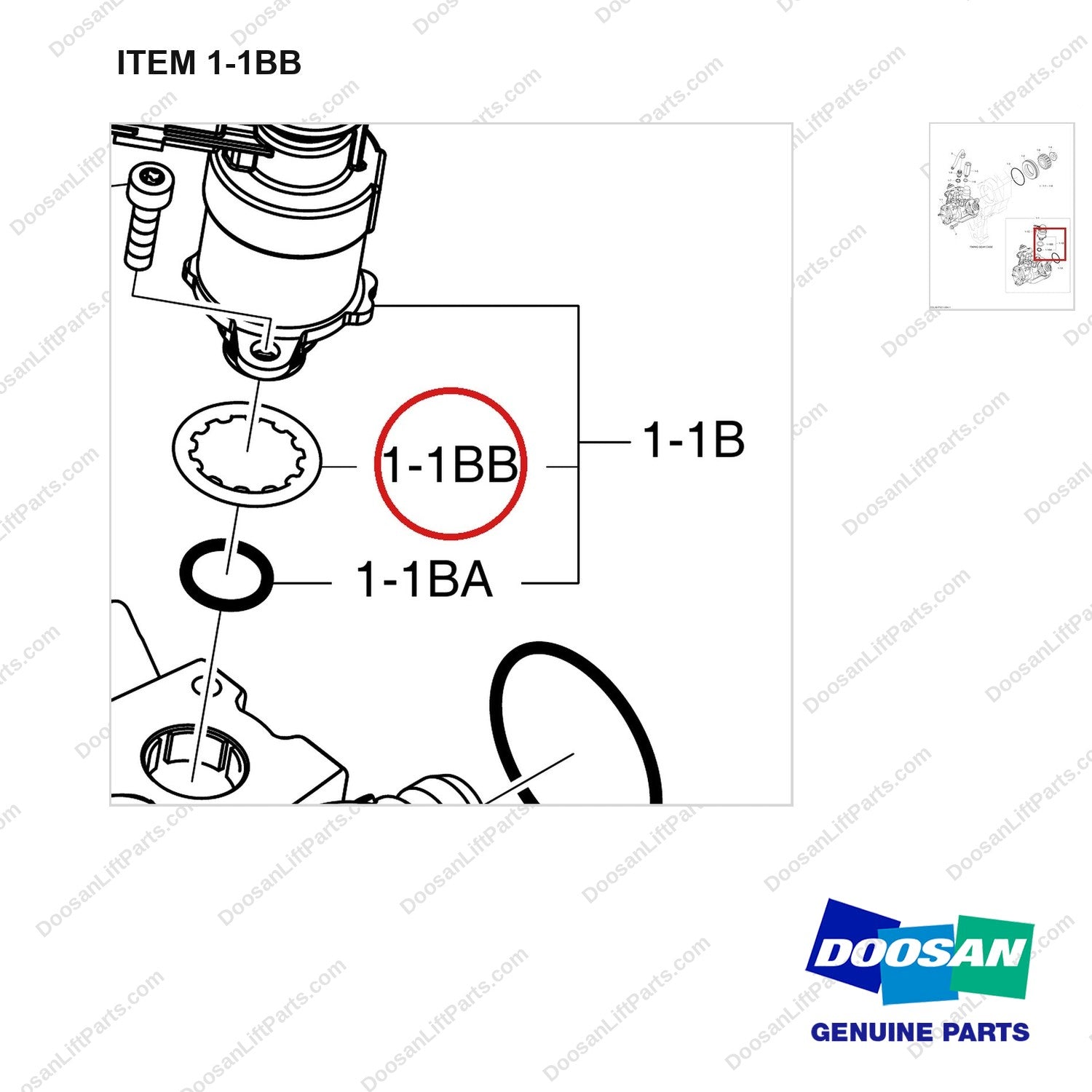 401002-02346 INJECTION PUMP - parts diagram, item 1-1BB shown - genuine Doosan / Bobcat forklift part