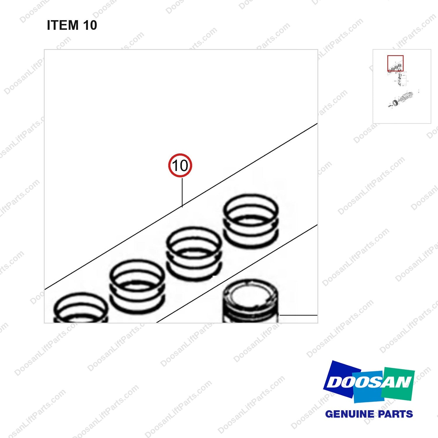 401004-00251 CRANKSHAFT GROUP;PISTON GROUP - parts diagram, item 10 shown - genuine Doosan / Bobcat forklift part