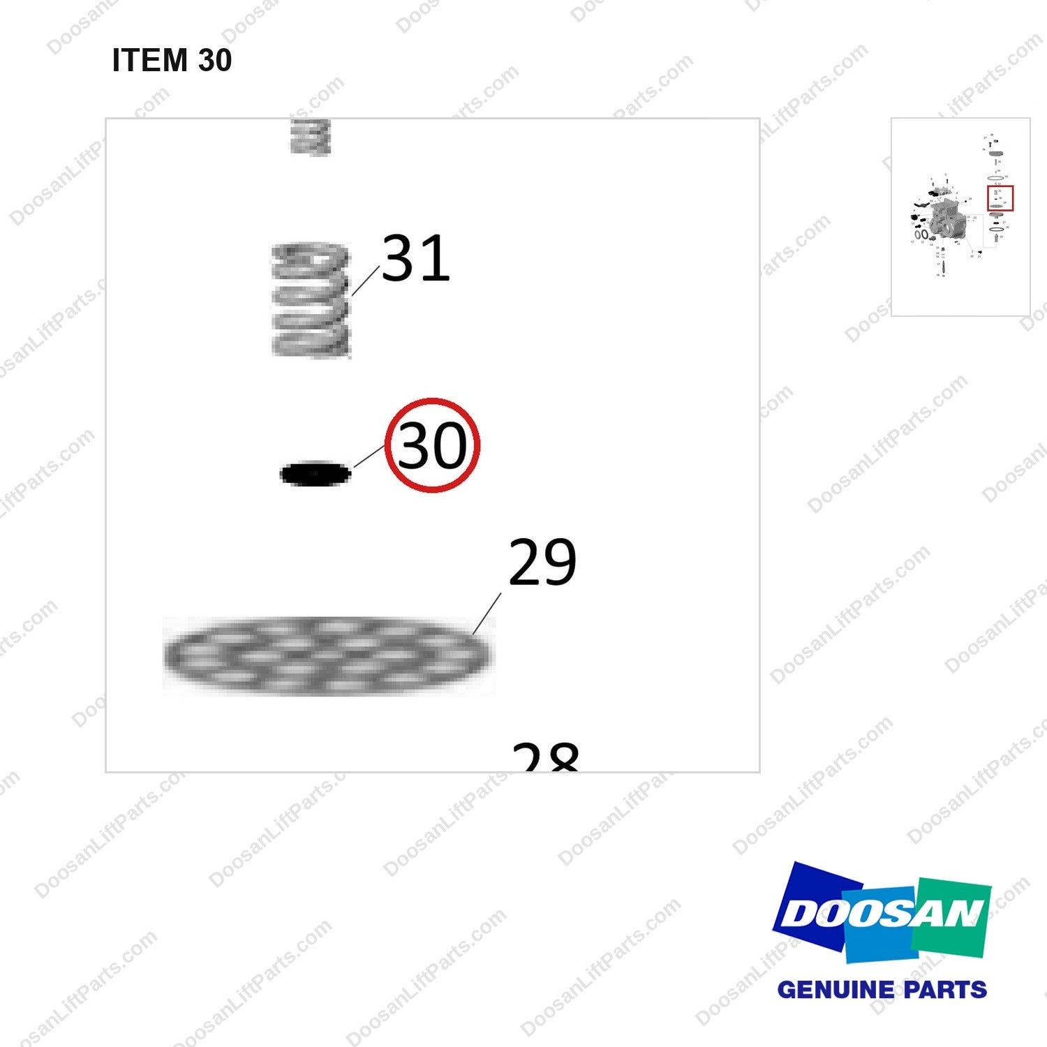 401107-02712 HOUSING,CONVERTER - parts diagram, item 30 shown - genuine Doosan / Bobcat forklift part