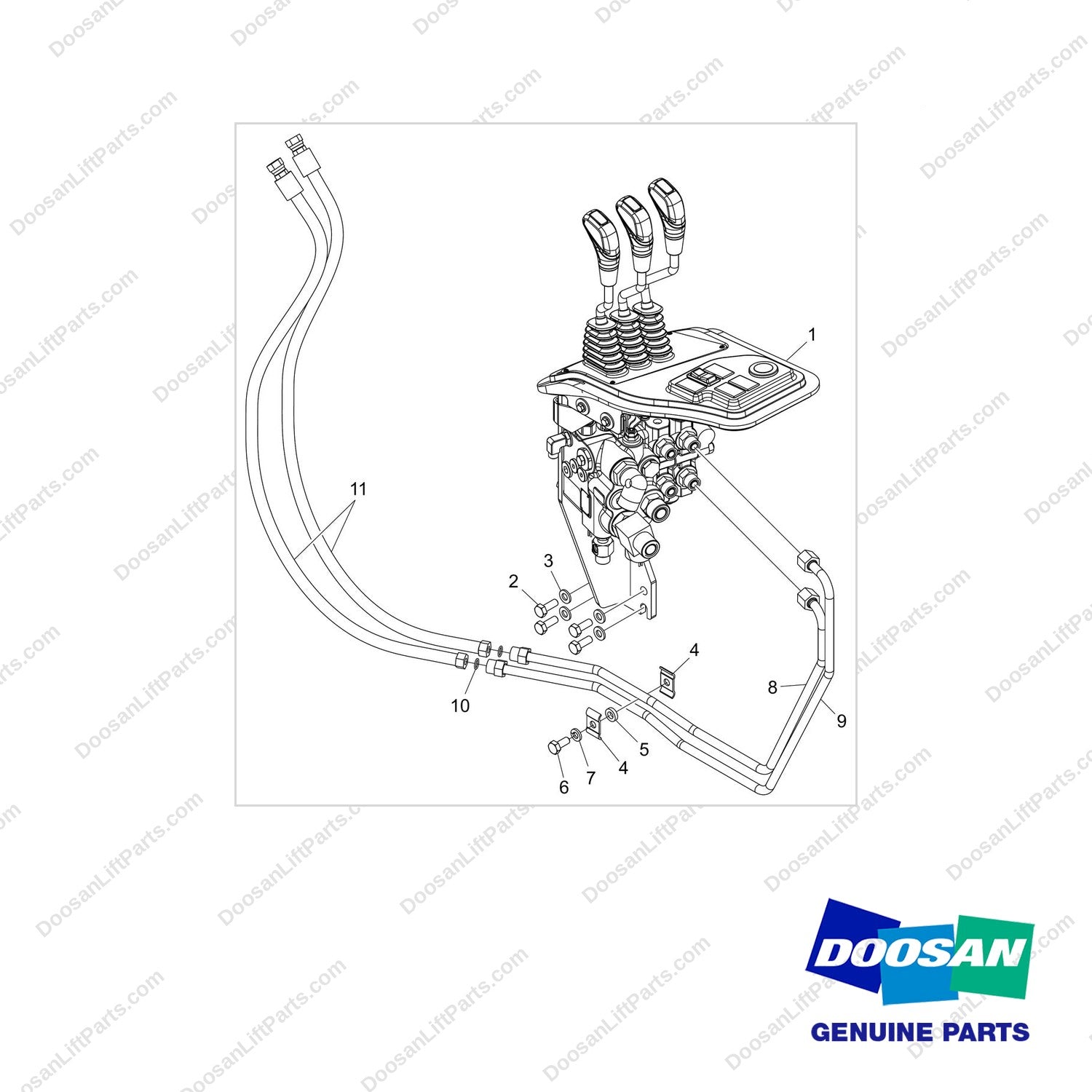 410105-03069 VALVAE AR;3SEC.WITH 3LEVER,HEAVY DUTY - full parts diagram - genuine Doosan / Bobcat forklift part