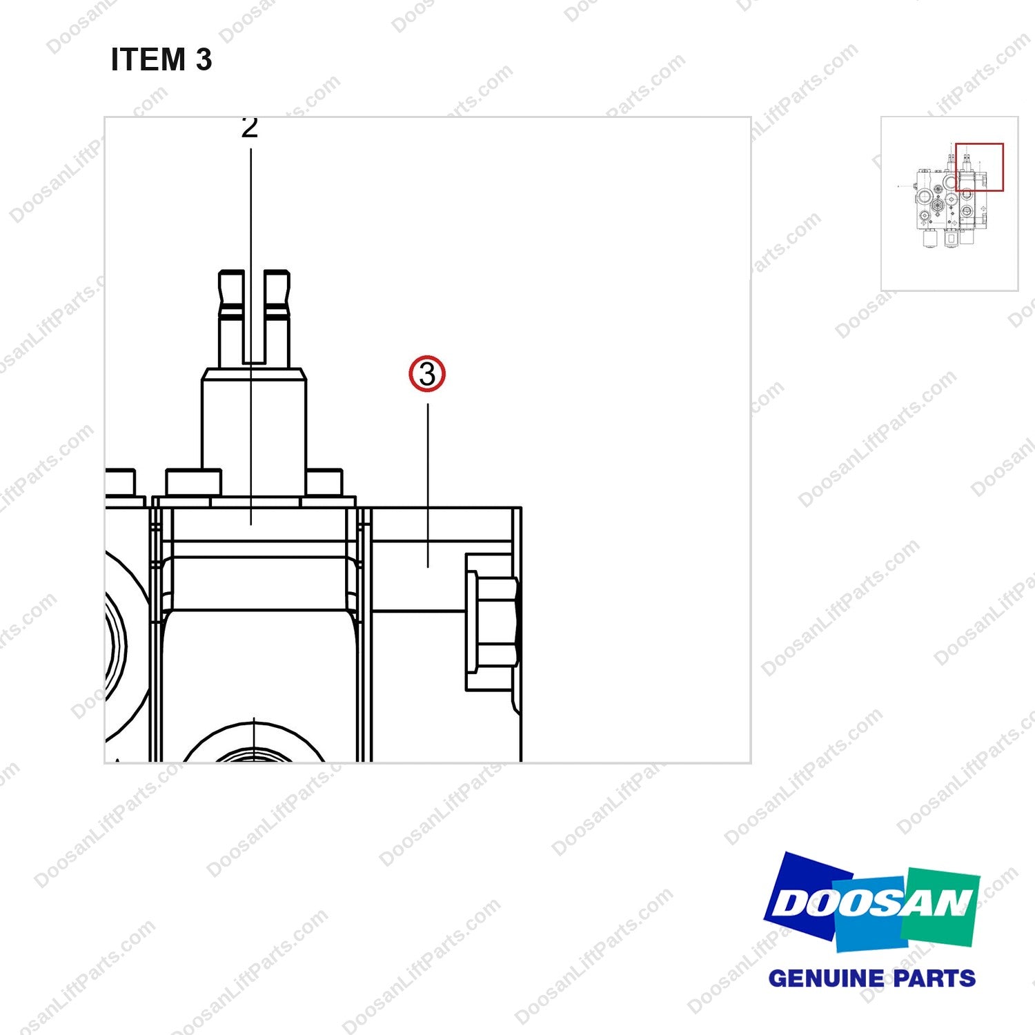 410131-00098 VALVE,MAIN CONTROL;2SEC - parts diagram, item 3 shown - genuine Doosan / Bobcat forklift part