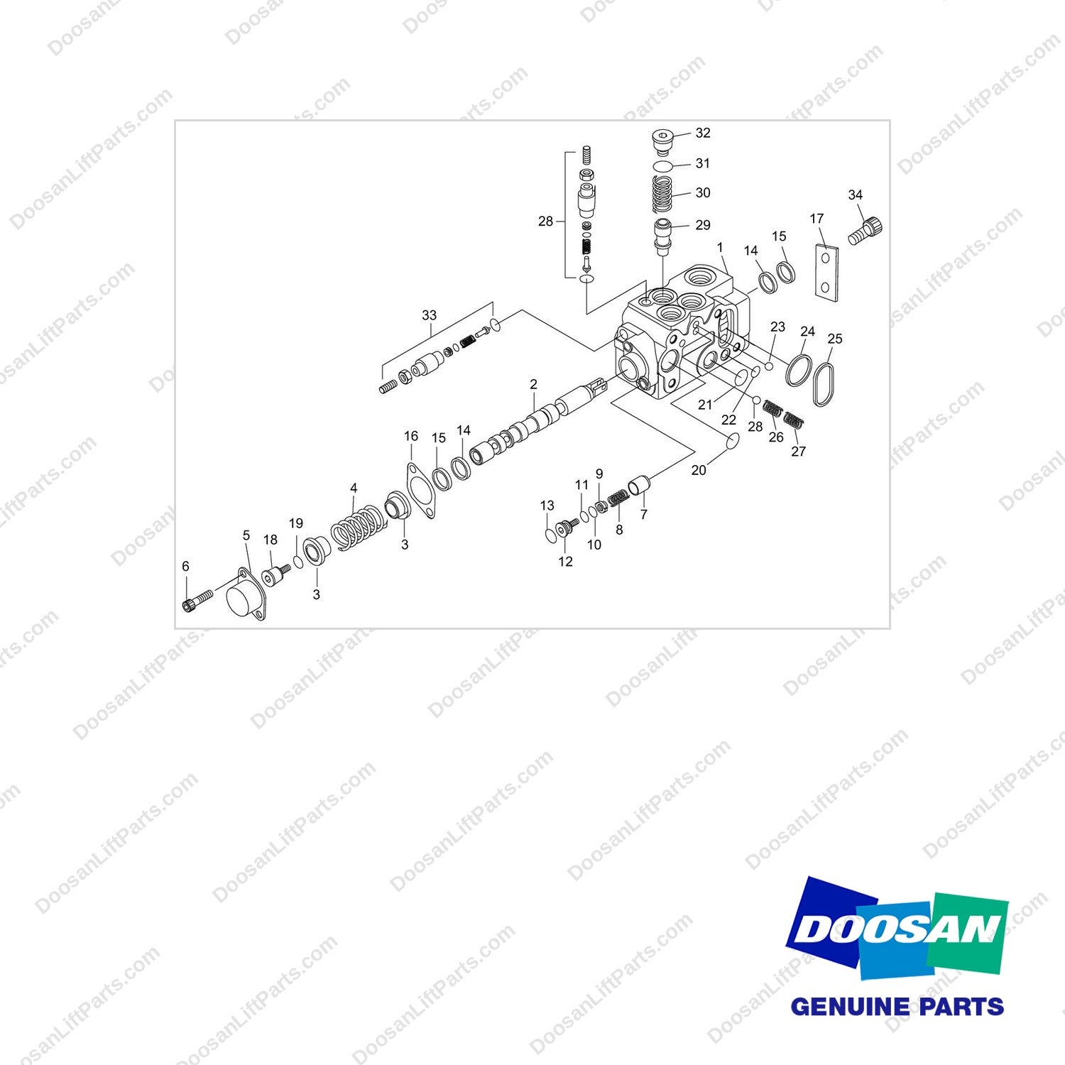 410207-00573 Section Valve Gp - AUX2 - full parts diagram - genuine Doosan / Bobcat forklift part