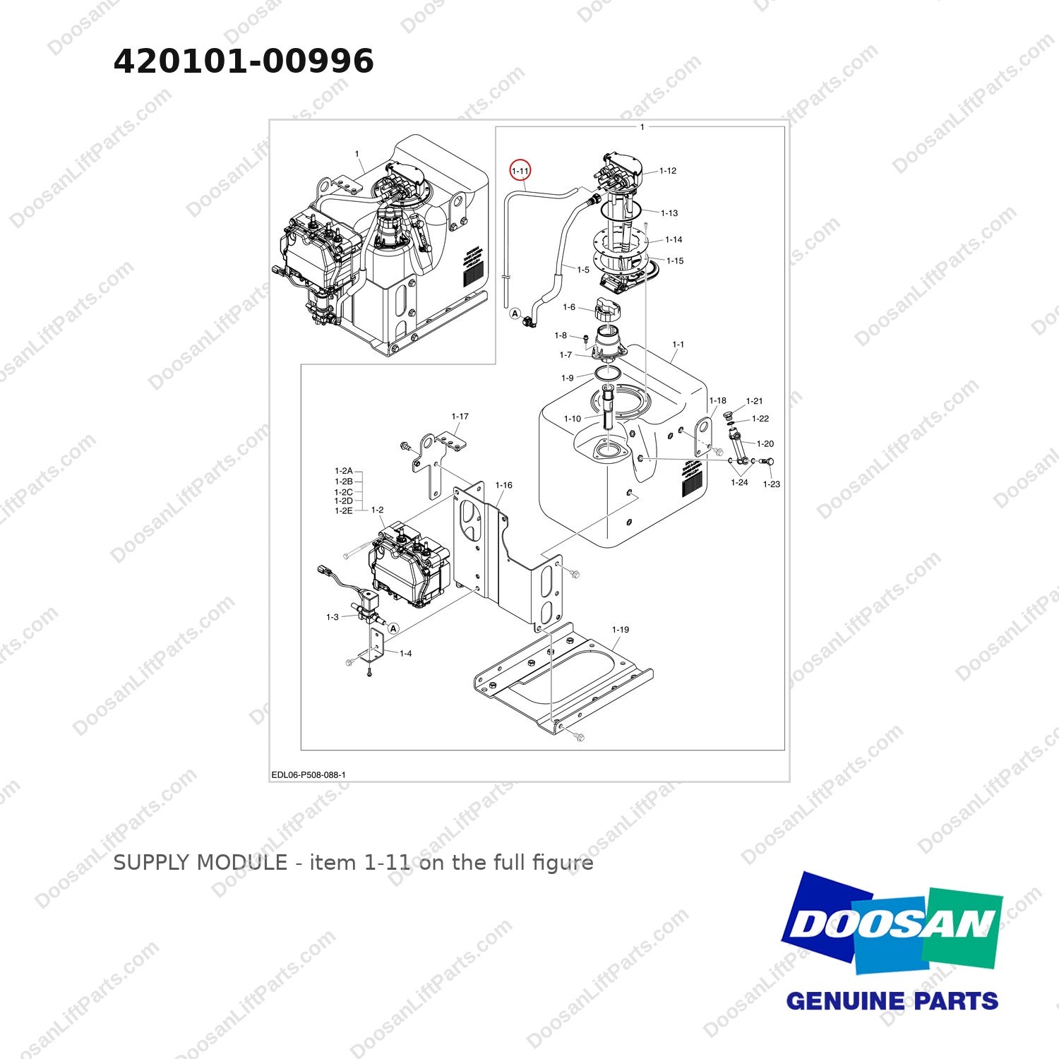420101-00996 SUPPLY MODULE - full parts diagram, item 1-11 marked - genuine Doosan / Bobcat forklift part