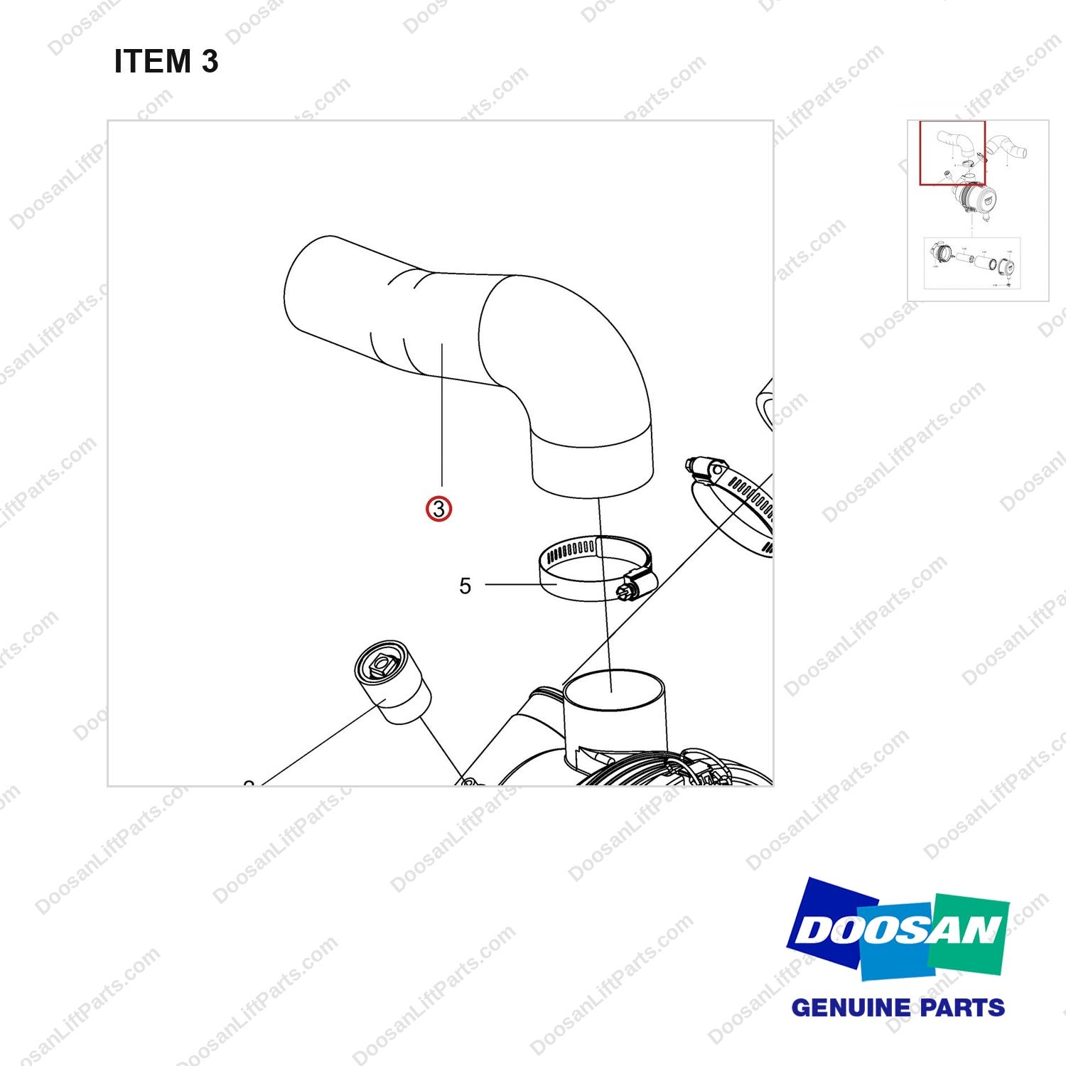 420101-01736 CLEANER ASSY,AIR;SUB - parts diagram, item 3 shown - genuine Doosan / Bobcat forklift part