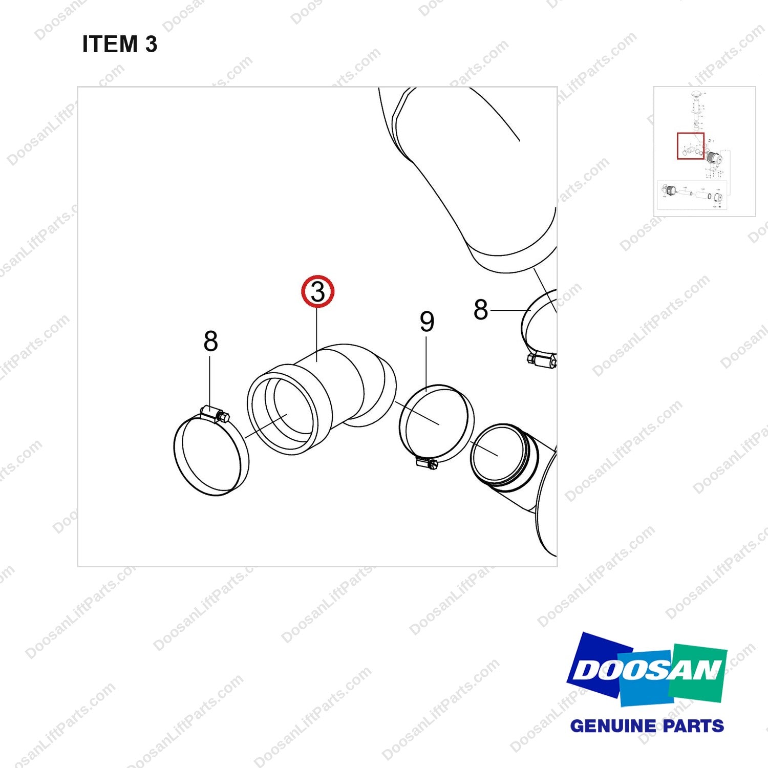 420101-02201 INTAKE GROUP;KUBOTA ENGINE - parts diagram, item 3 shown - genuine Doosan / Bobcat forklift part