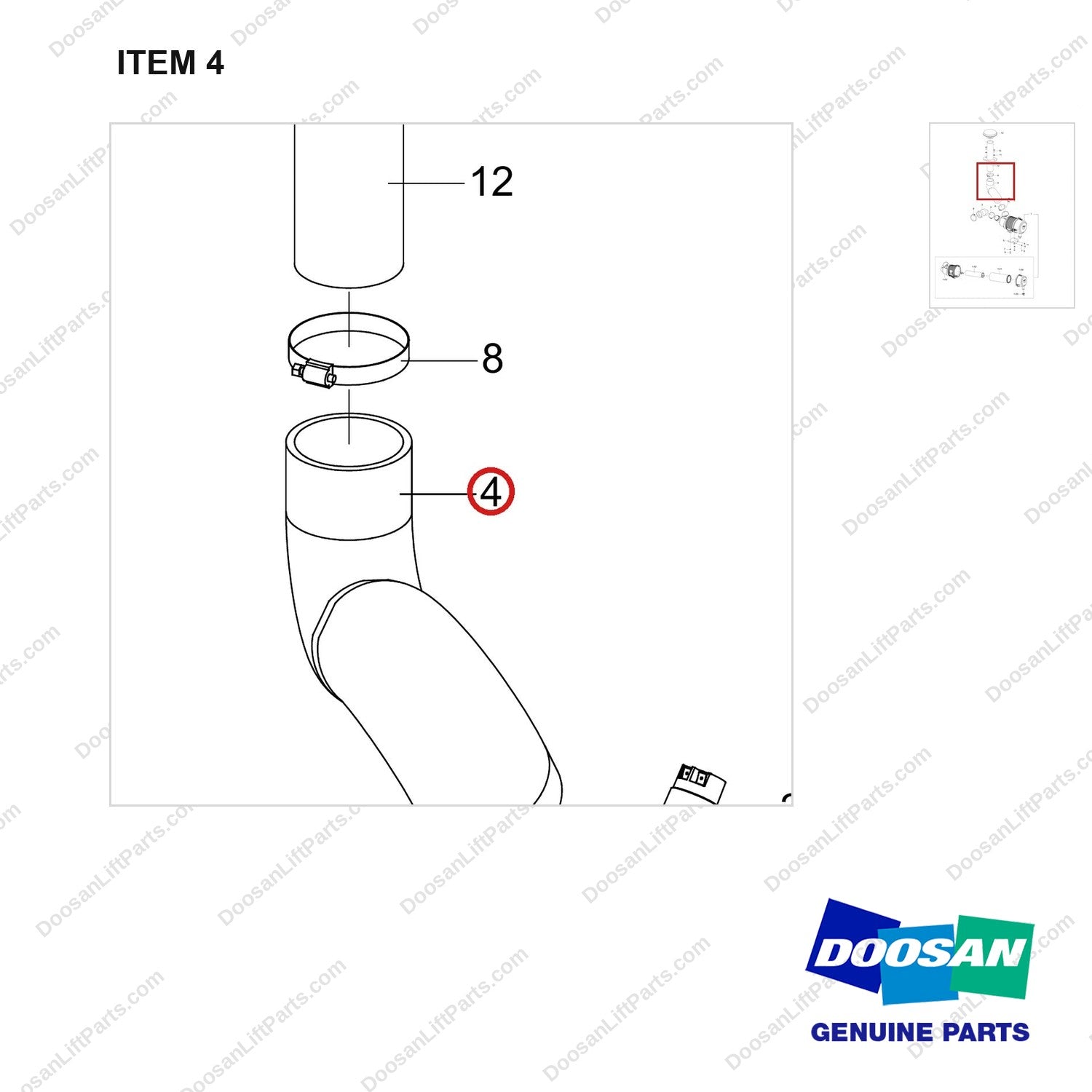 420101-02255 INTAKE GROUP;KUBOTA ENGINE - parts diagram, item 4 shown - genuine Doosan / Bobcat forklift part