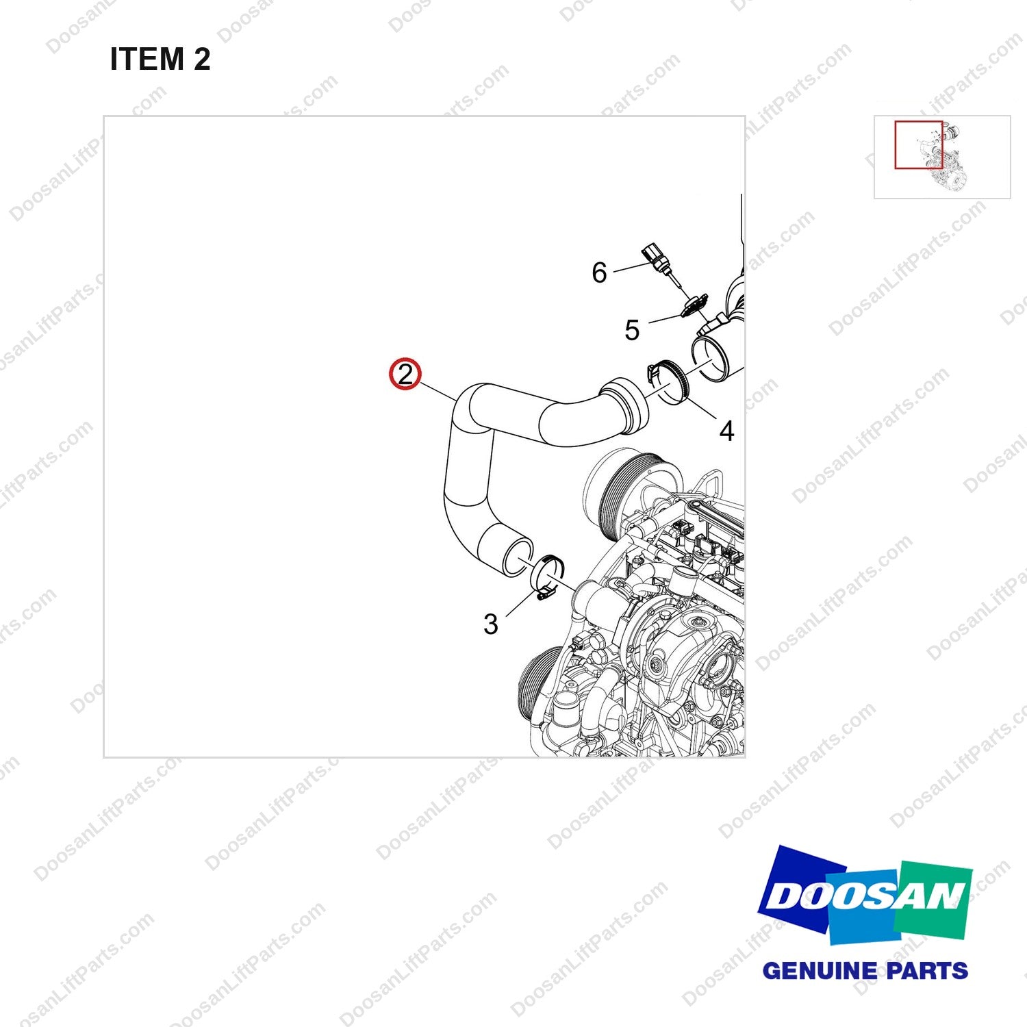 420101-02654 INTAKE GROUP;STAGE V,D34,D80/90S - parts diagram, item 2 shown - genuine Doosan / Bobcat forklift part