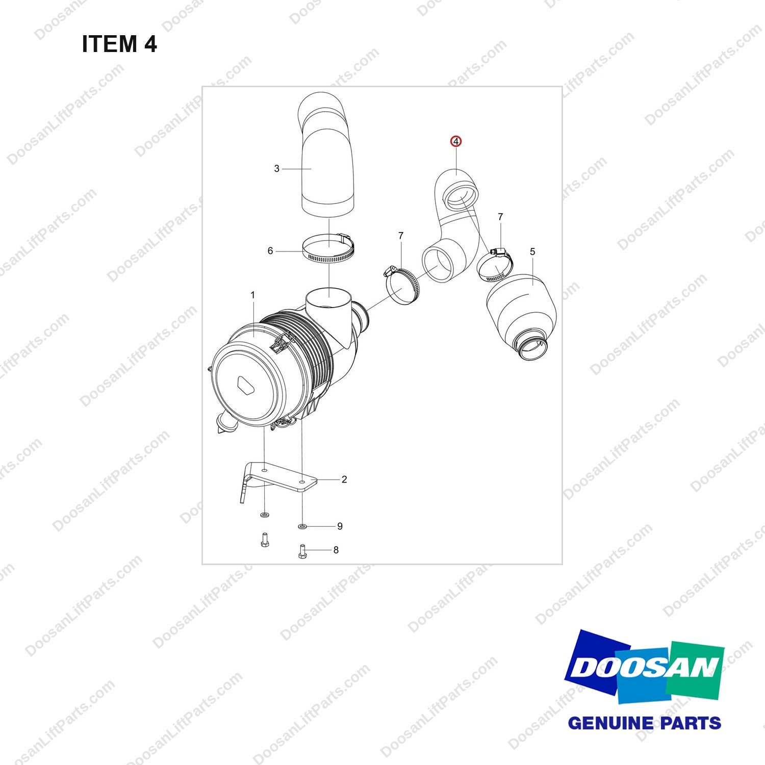 420101-02798 CLEANER ASSY;SUB - full parts diagram, item 4 marked - genuine Doosan / Bobcat forklift part