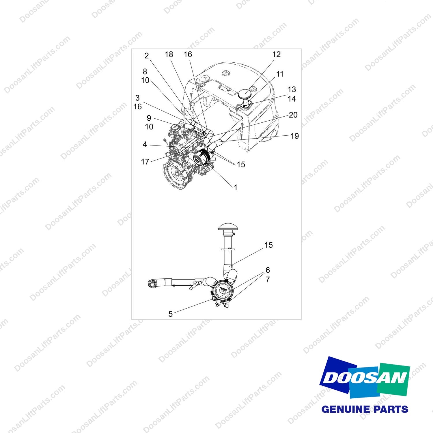420101-02986 AIR CLEANER,3-3.5T - full parts diagram - genuine Doosan / Bobcat forklift part