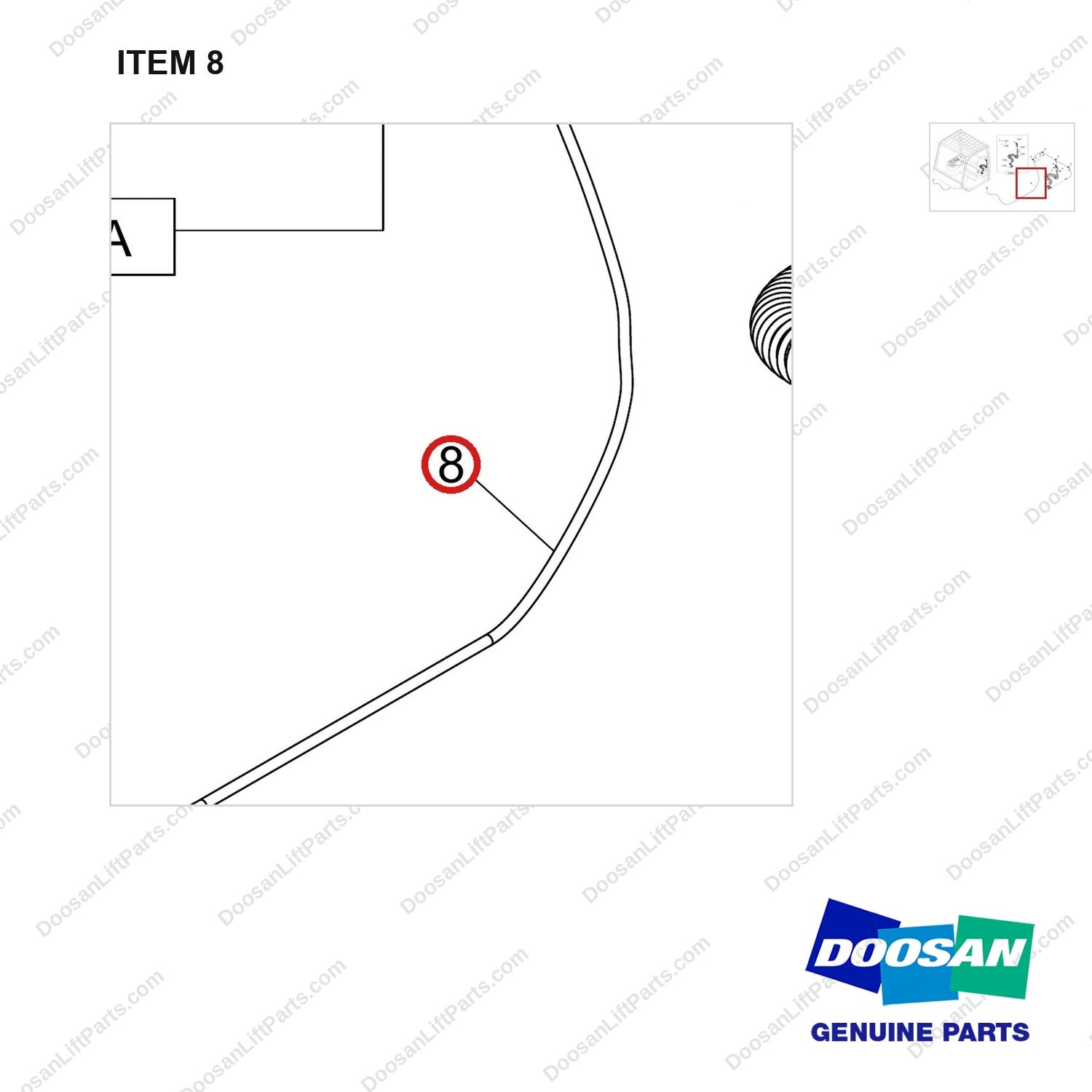 420101-03014 AIR GUN;OVHG - parts diagram, item 8 shown - genuine Doosan / Bobcat forklift part
