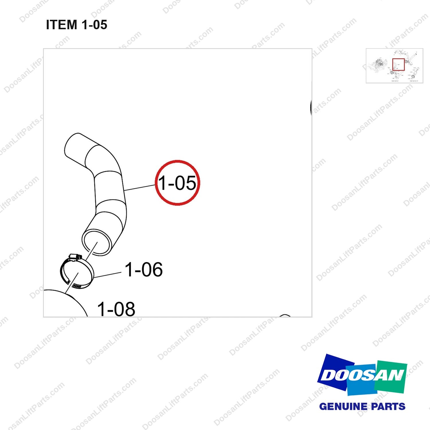 420101-03017 AIR CLEANER GROUP;GC15S-9,GCT - parts diagram, item 1-05 shown - genuine Doosan / Bobcat forklift part