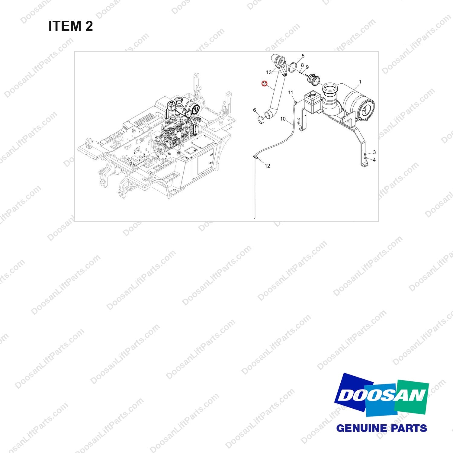 420101-03018 AIR CLEANER GROUP;D100/120,TIER-4 - full parts diagram, item 2 marked - genuine Doosan / Bobcat forklift part