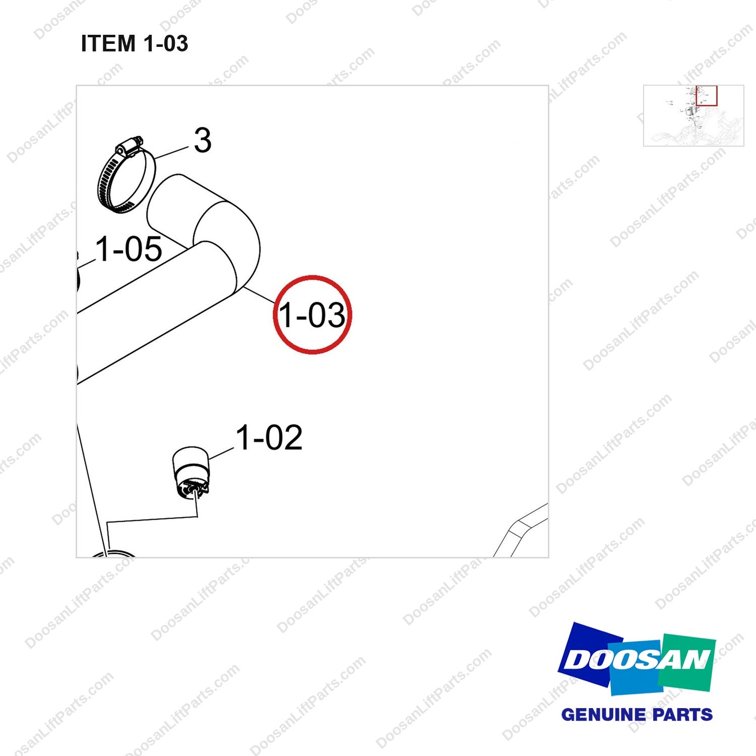 420101-03039 AIR CLEANER GP;G25S-9 - parts diagram, item 1-03 shown - genuine Doosan / Bobcat forklift part