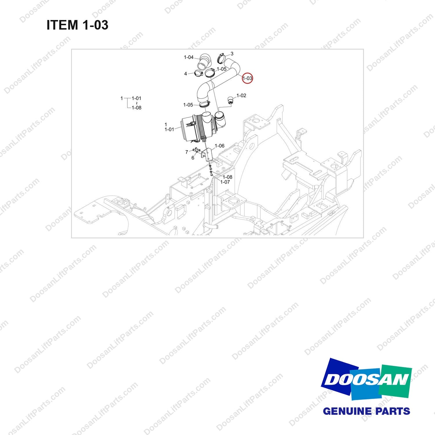 420101-03039 AIR CLEANER GP;G25S-9 - full parts diagram, item 1-03 marked - genuine Doosan / Bobcat forklift part