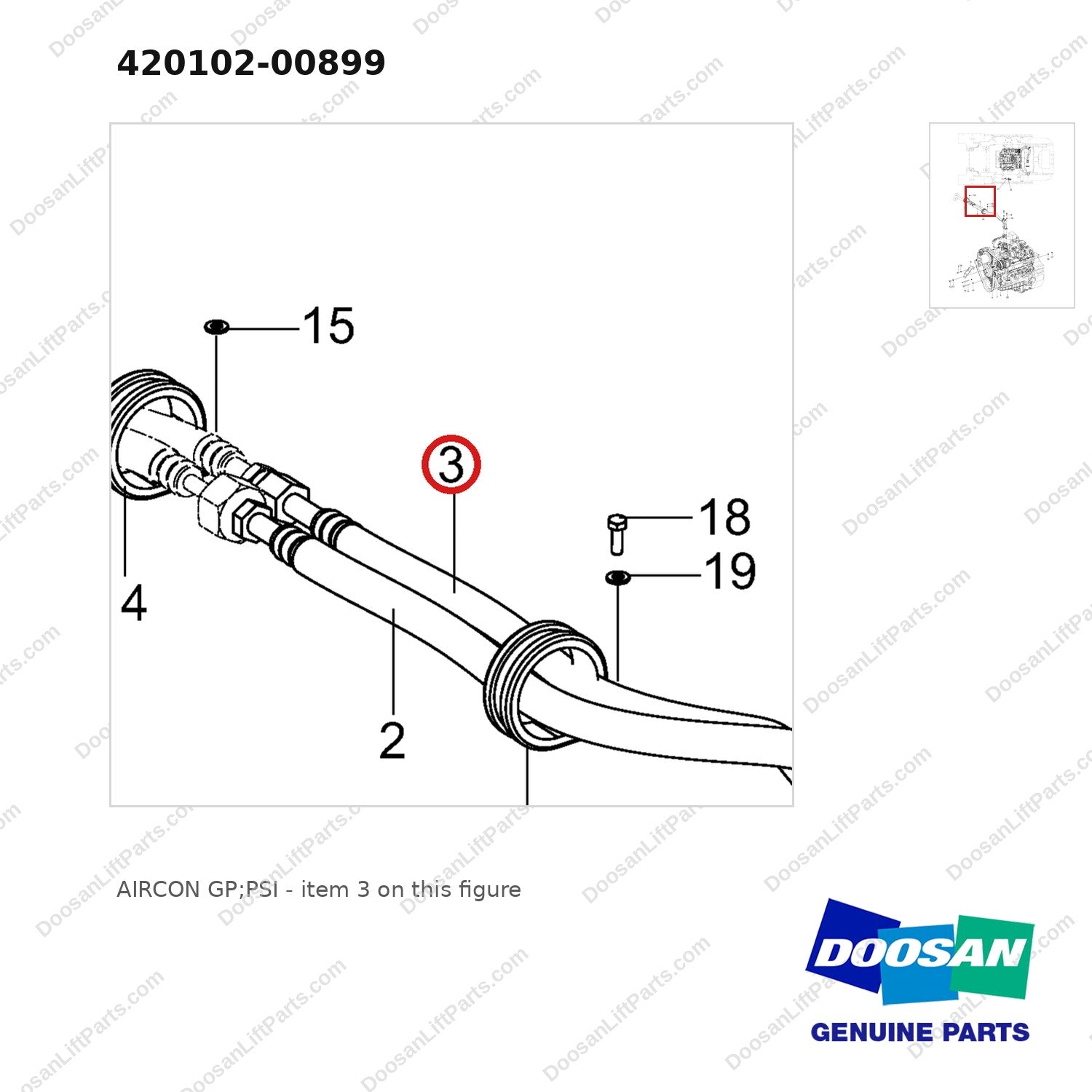 420102-00899 AIRCON GP;PSI - parts diagram, item 3 shown - genuine Doosan / Bobcat forklift part
