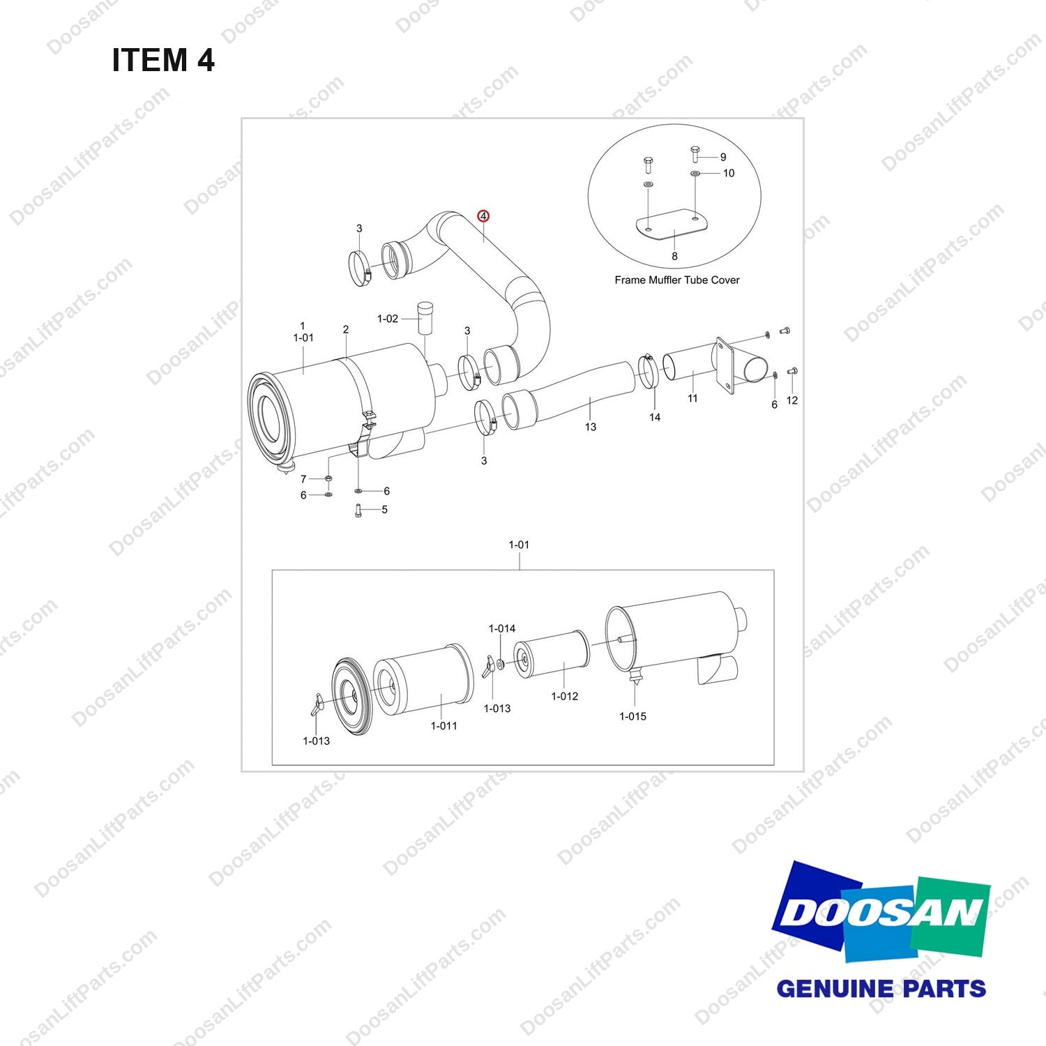 420102-00907 INTAKE ASSY;PSI ENGINE - full parts diagram, item 4 marked - genuine Doosan / Bobcat forklift part