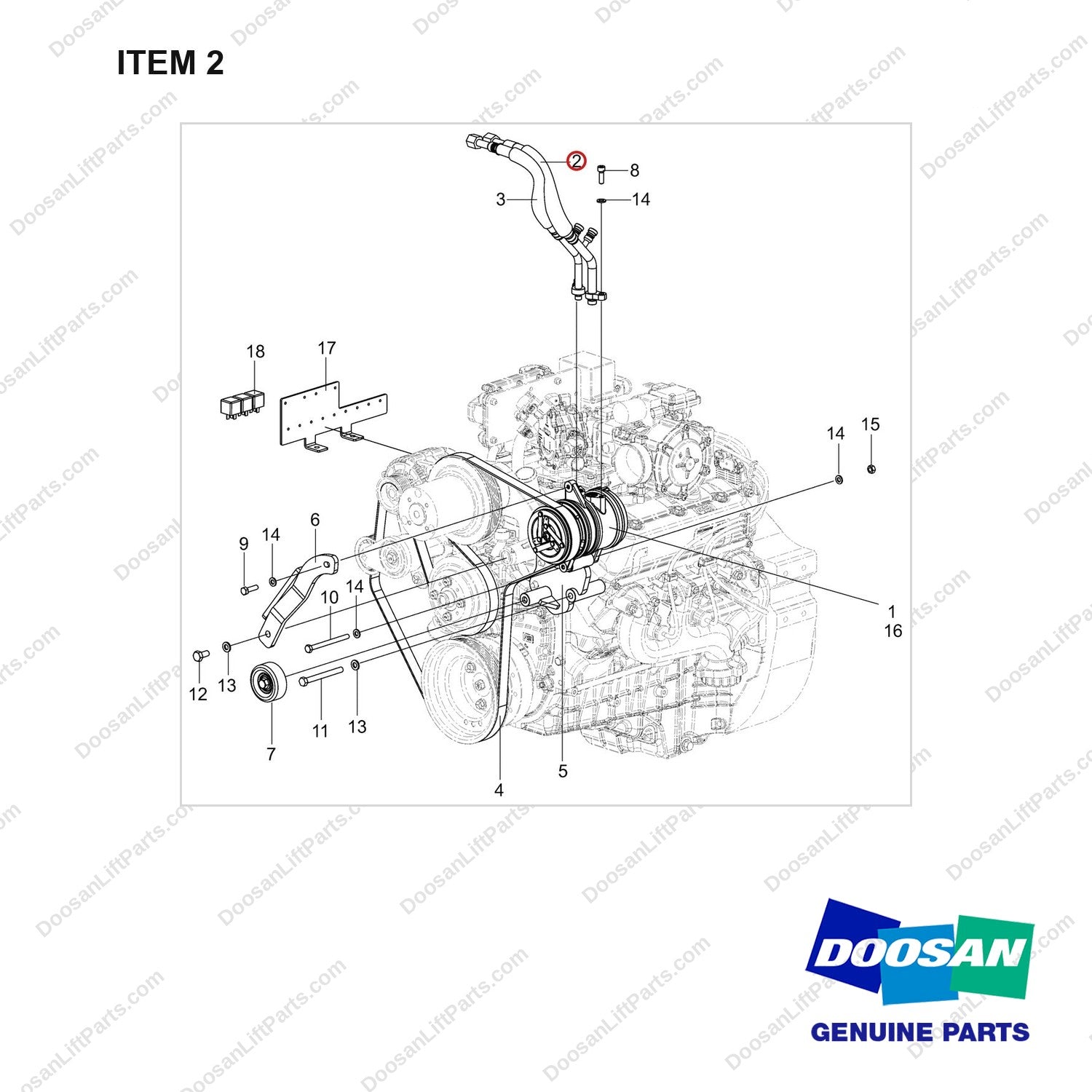 420102-01216 AIRCON GP;PSI - full parts diagram, item 2 marked - genuine Doosan / Bobcat forklift part