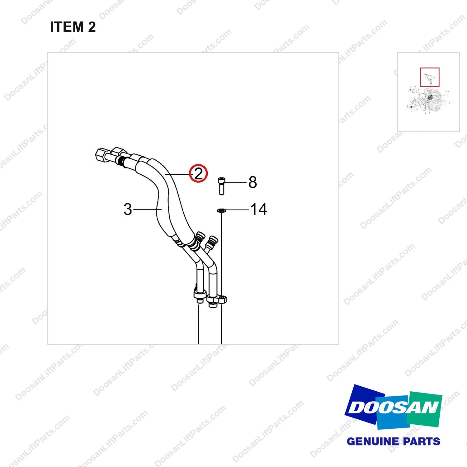 420102-01216 AIRCON GP;PSI - parts diagram, item 2 shown - genuine Doosan / Bobcat forklift part