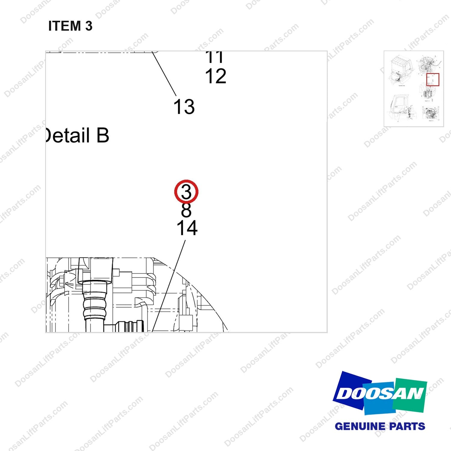 420102-01396 AIRCON GP;KUBOTA - parts diagram, item 3 shown - genuine Doosan / Bobcat forklift part