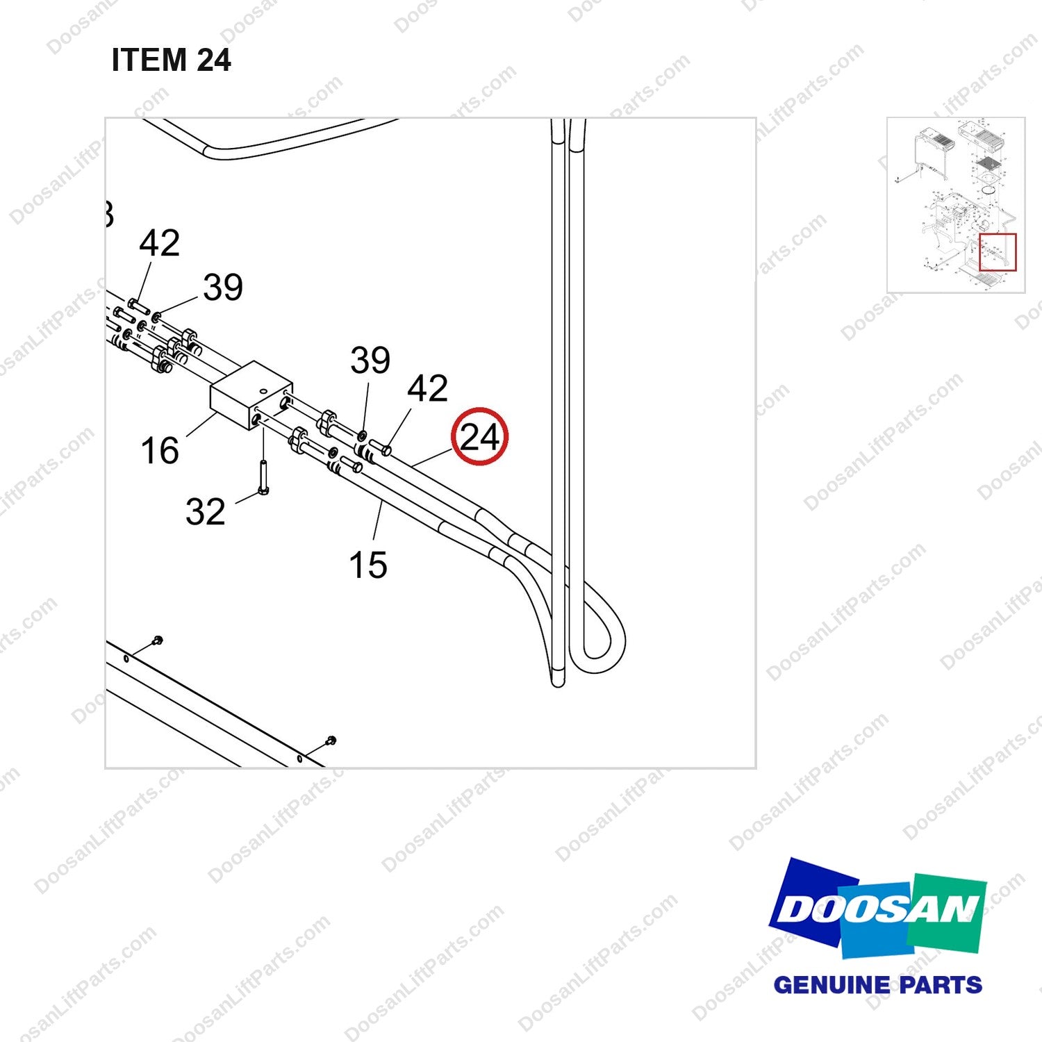 420102-01741 CONDITIONER ASSY,AIR;D160S-9 - parts diagram, item 24 shown - genuine Doosan / Bobcat forklift part
