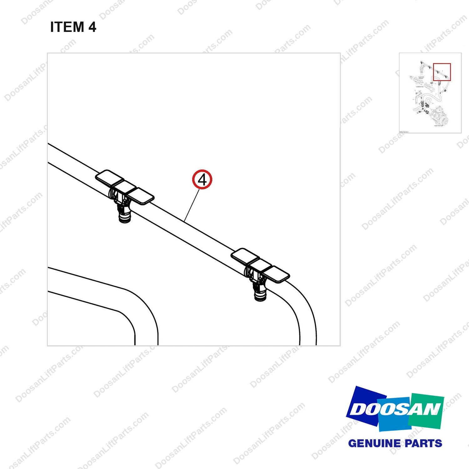 420103-00505A FUEL LINE - parts diagram, item 4 shown - genuine Doosan / Bobcat forklift part