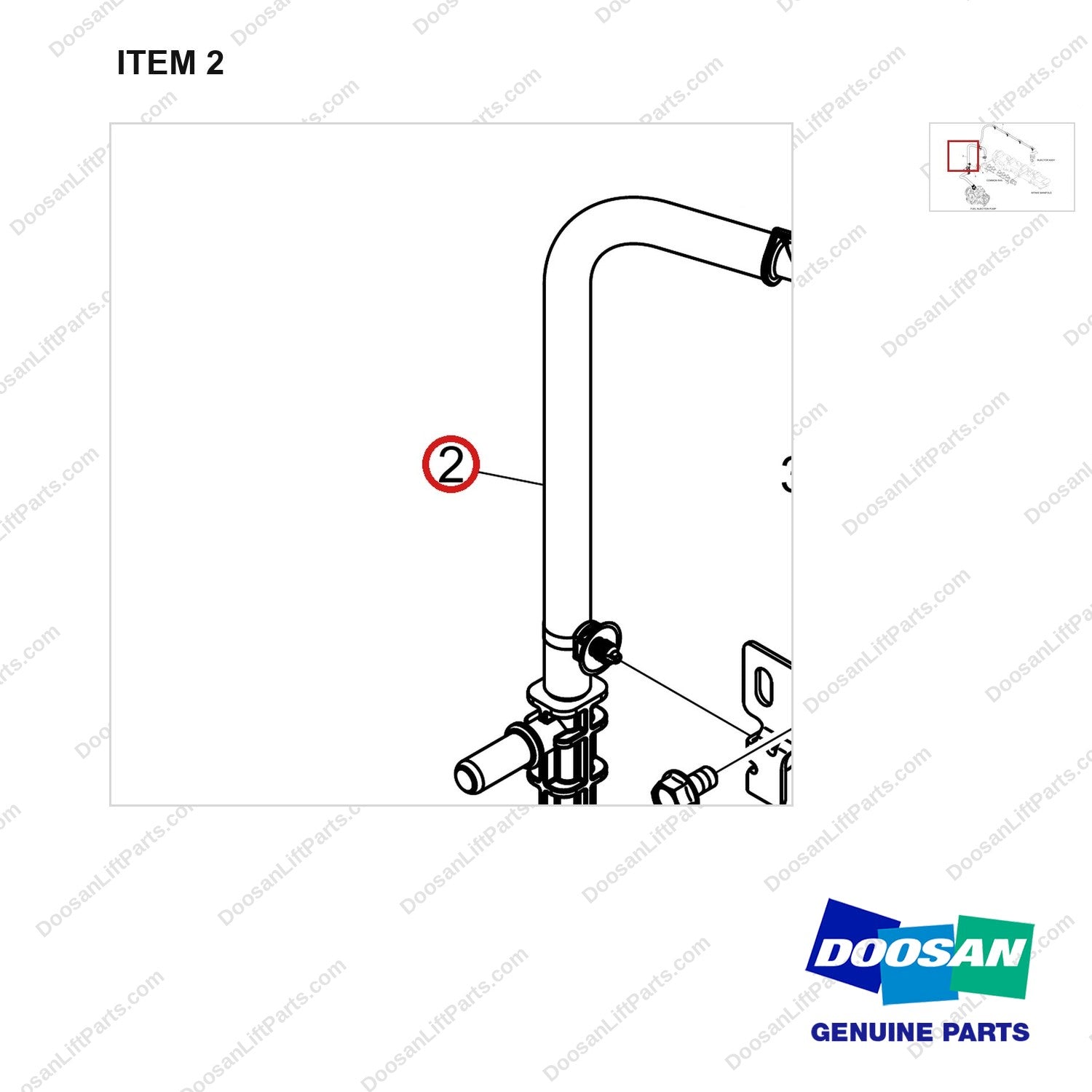 420103-00563A FUEL LINE - parts diagram, item 2 shown - genuine Doosan / Bobcat forklift part