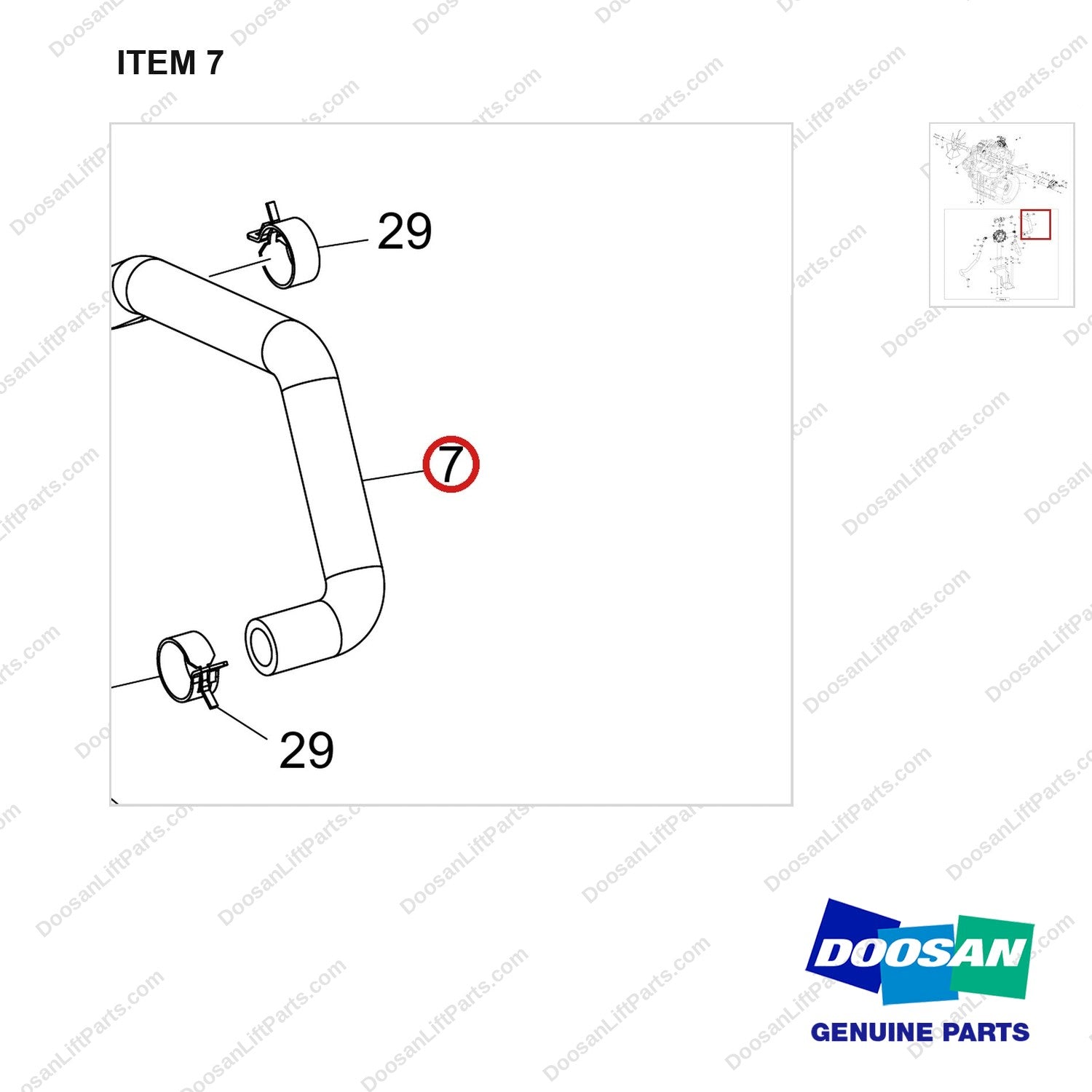 420103-00619 ENGINE ARRANGEMENT;-KUBOTA 3.8L NC LP - parts diagram, item 7 shown - genuine Doosan / Bobcat forklift part