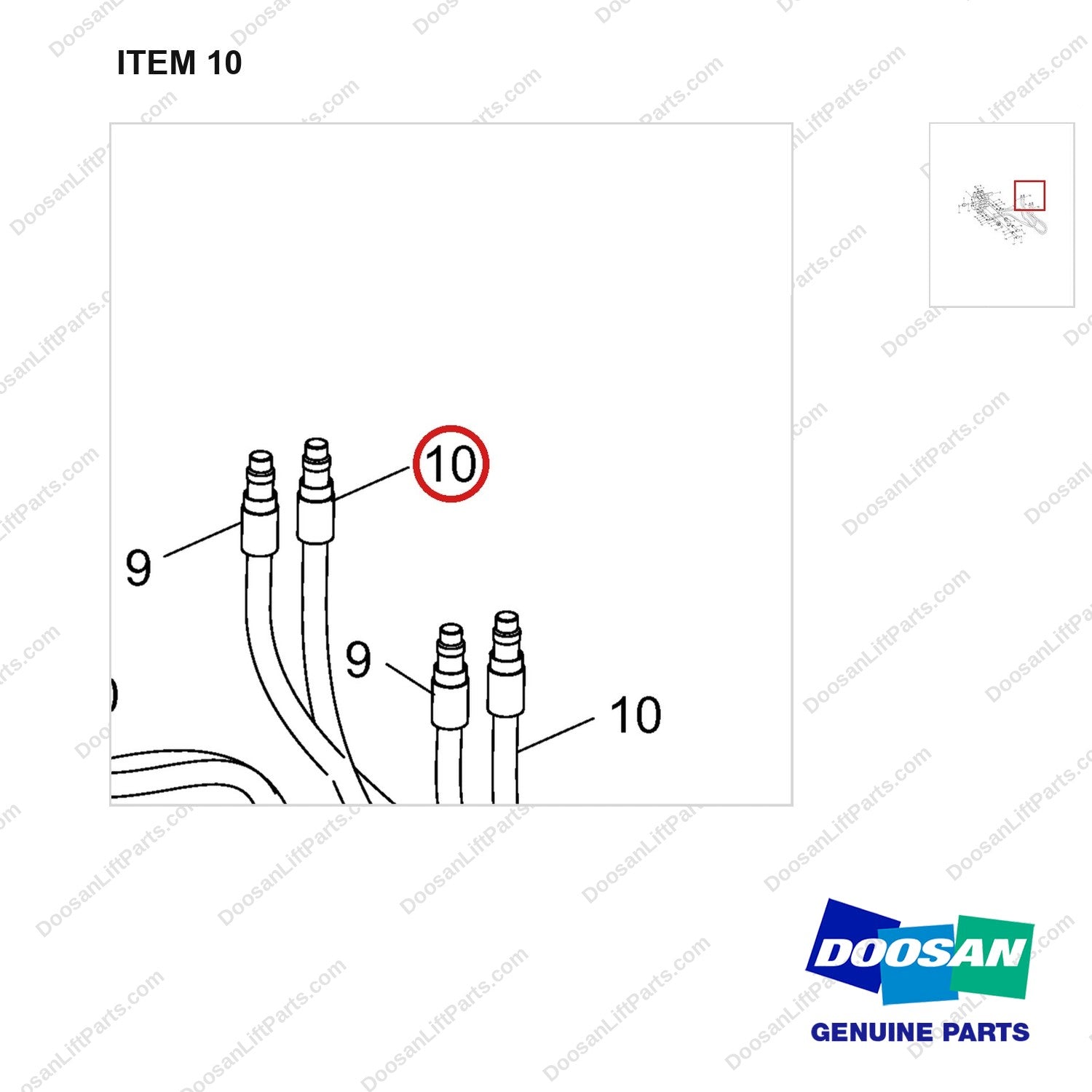 420105-00333 VALVE,MAIN CONTROL;2SPOOL,SUB - parts diagram, item 10 shown - genuine Doosan / Bobcat forklift part