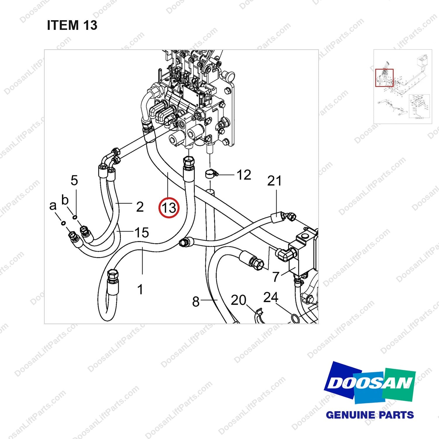 420105-02156 LINE GROUP;MO - parts diagram, item 13 shown - genuine Doosan / Bobcat forklift part