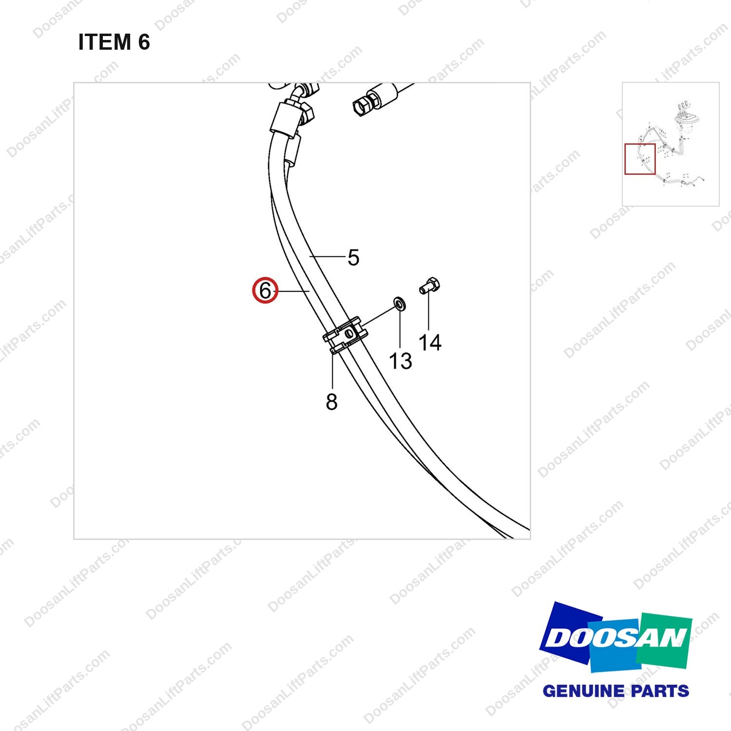420105-03065 HOSE GROUP,HYDRAULIC;P/S - parts diagram, item 6 shown - genuine Doosan / Bobcat forklift part