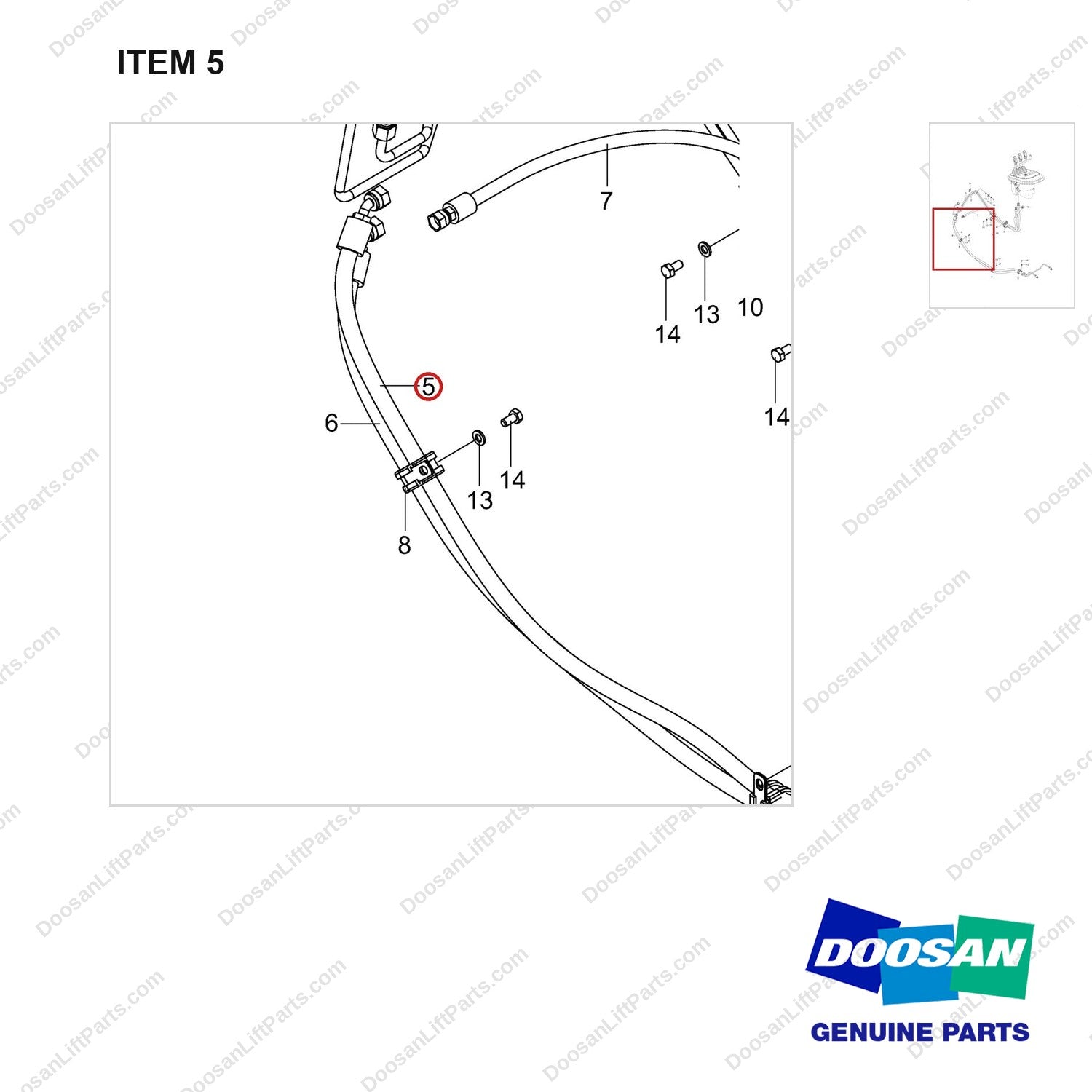 420105-03066 HOSE GROUP,HYDRAULIC;P/S - parts diagram, item 5 shown - genuine Doosan / Bobcat forklift part