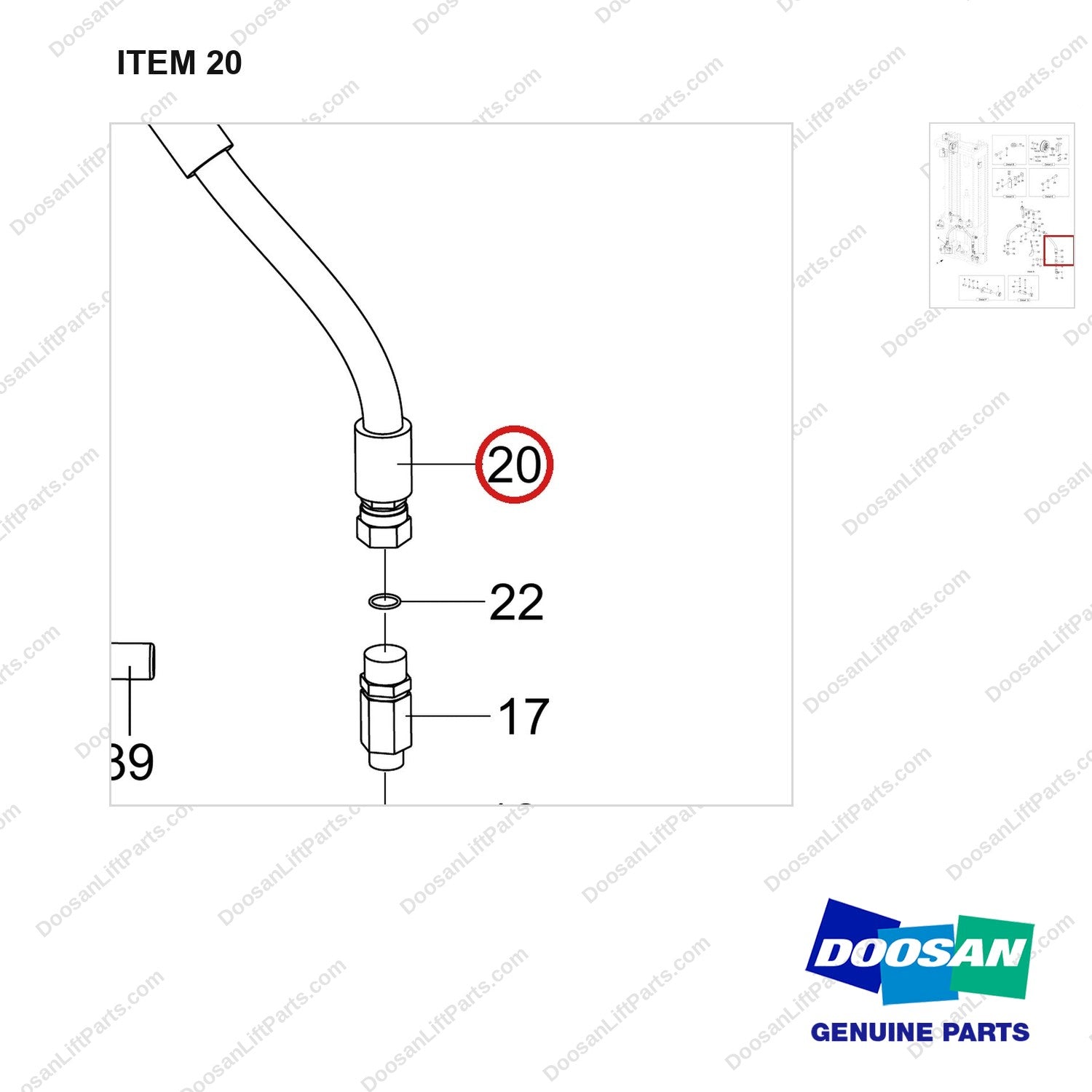 420105-03526 MOUNT GROUP;FFT,BASIC - parts diagram, item 20 shown - genuine Doosan / Bobcat forklift part