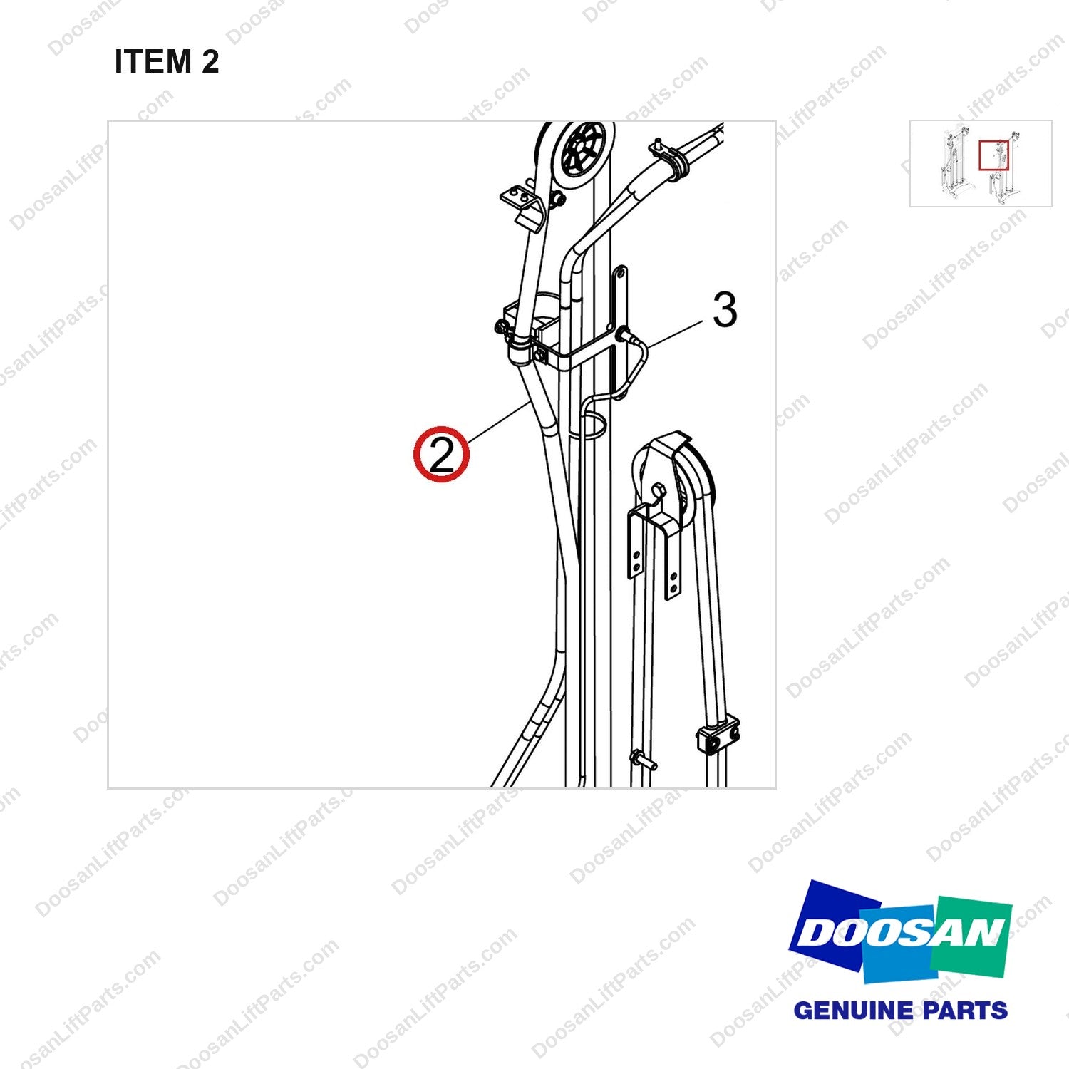 420105-03564 MOUNT GROUP;FFT4290 - parts diagram, item 2 shown - genuine Doosan / Bobcat forklift part
