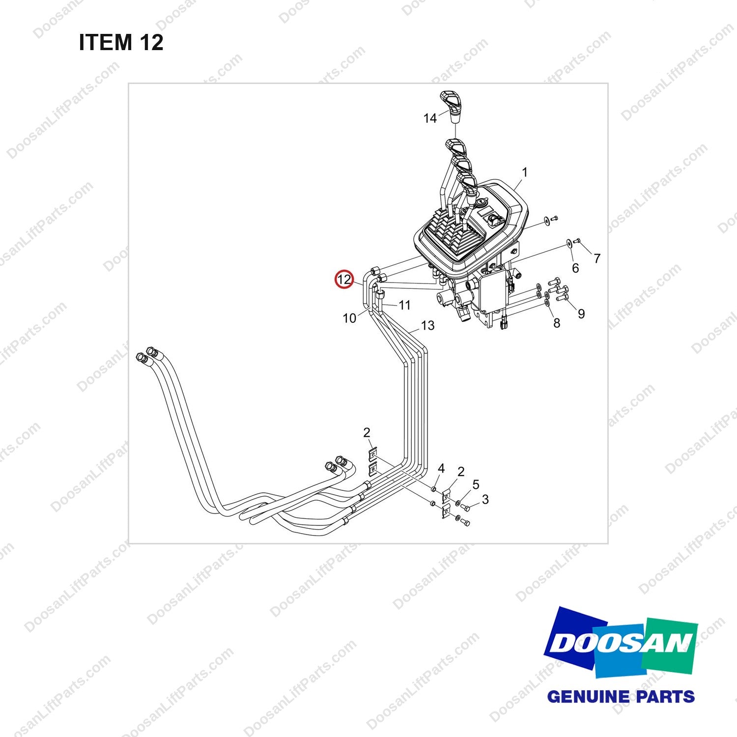 420105-04833 VALVE AR;FUNCTIONAL SAFETY OPTION - full parts diagram, item 12 marked - genuine Doosan / Bobcat forklift part