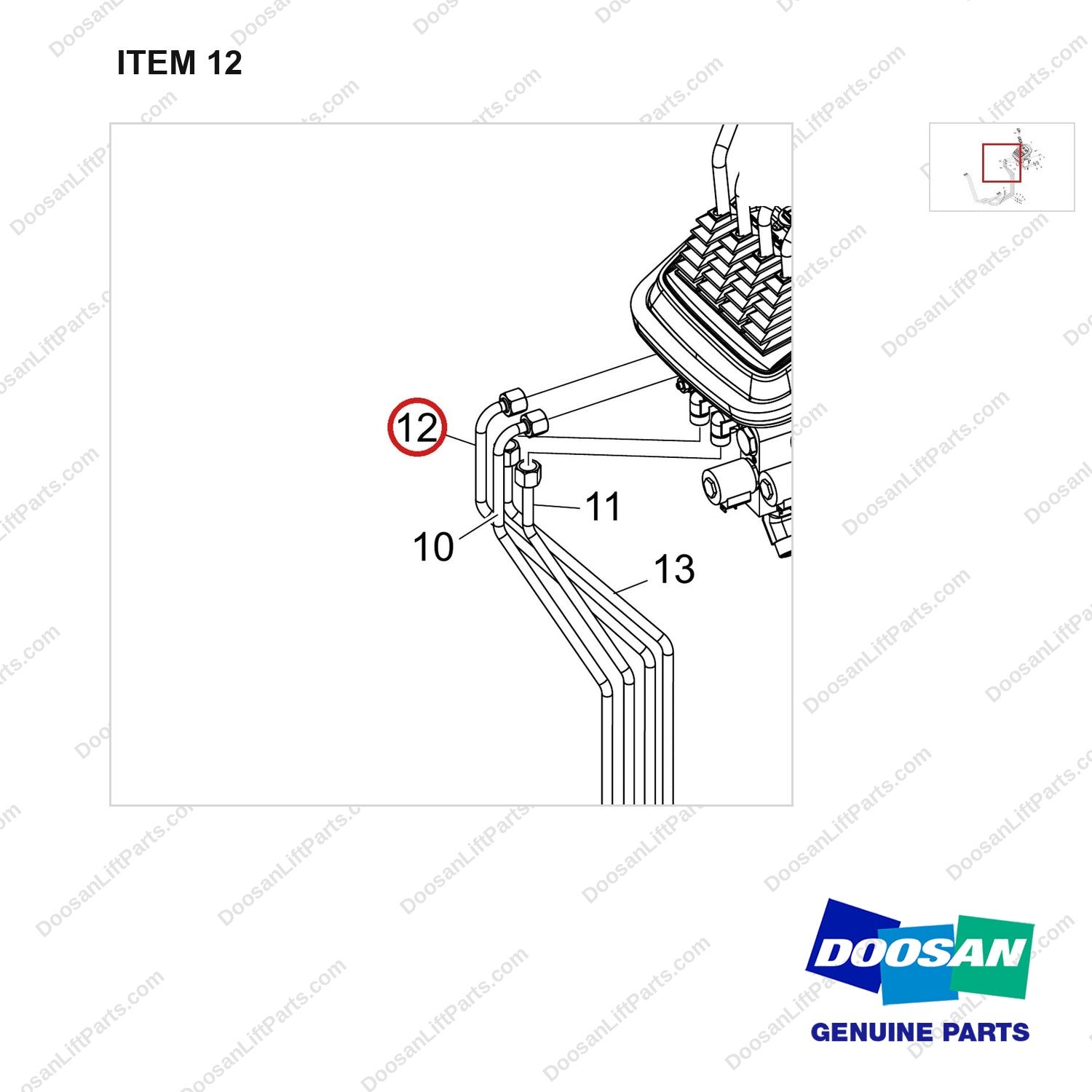 420105-04833 VALVE AR;FUNCTIONAL SAFETY OPTION - parts diagram, item 12 shown - genuine Doosan / Bobcat forklift part