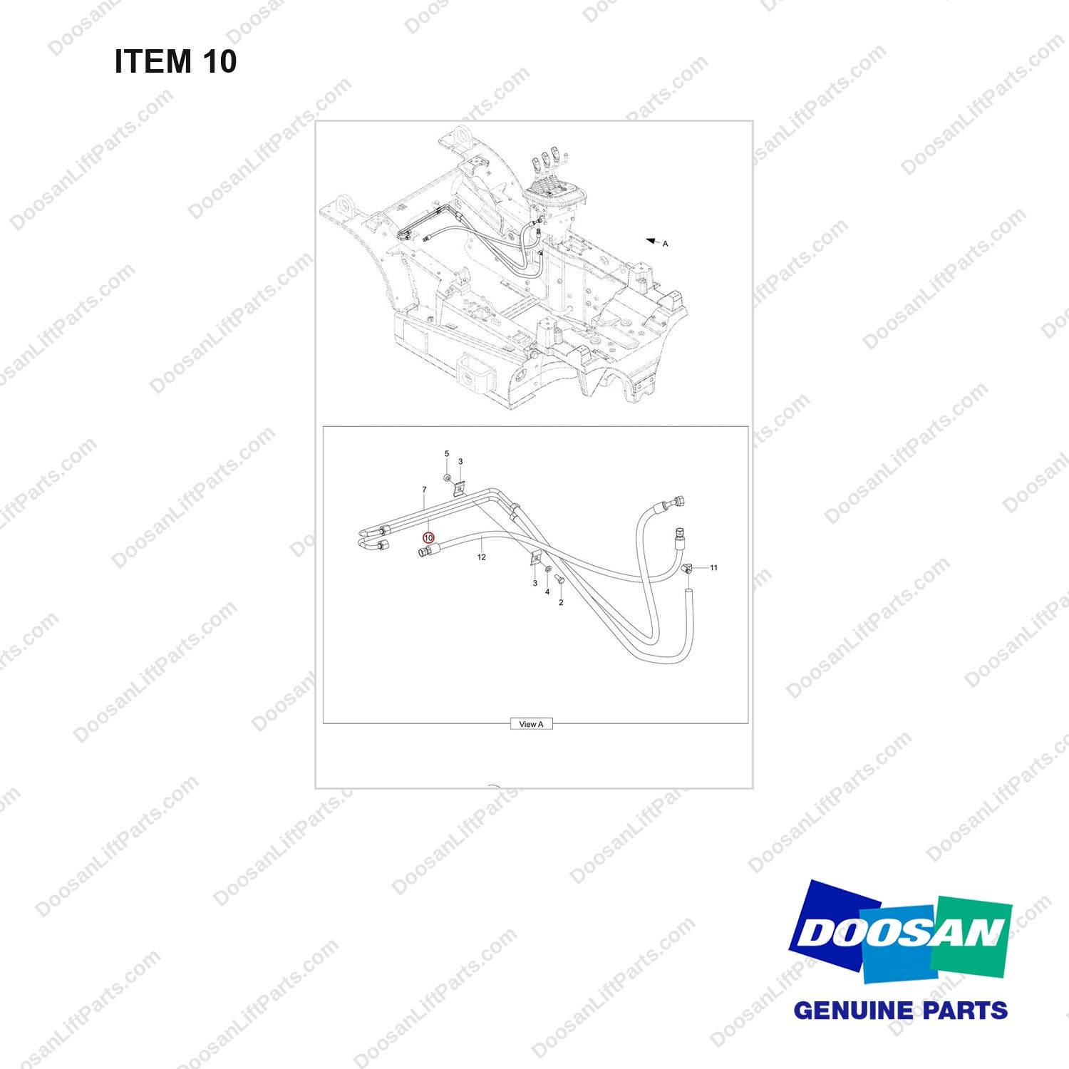 420105-04849 POWER STEERING LINES GP;D25S-9 - full parts diagram, item 10 marked - genuine Doosan / Bobcat forklift part