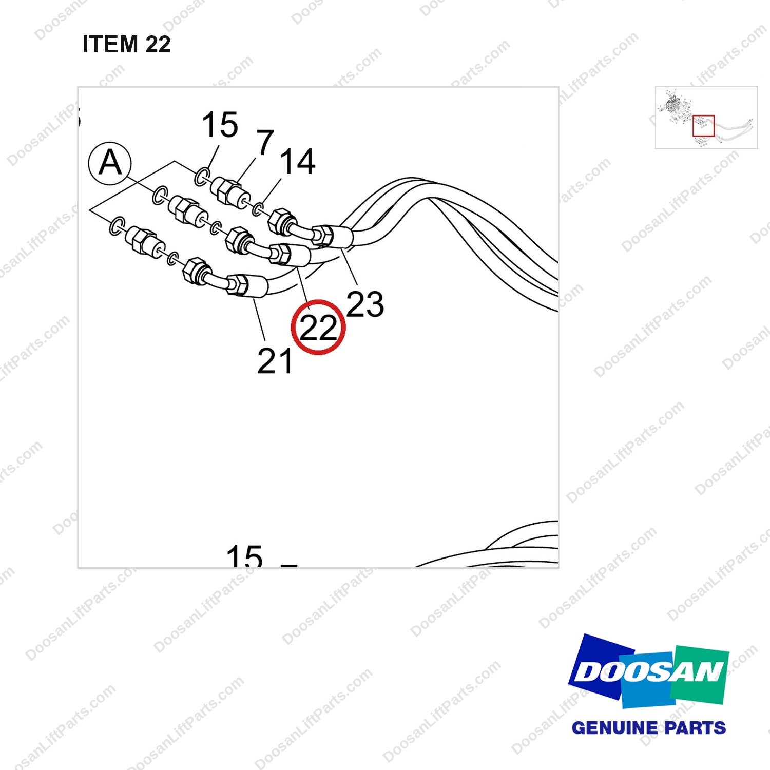 420105-05131 VALVE,MAIN CONTROL;3SPOOL,MAST HEIGHT SA - parts diagram, item 22 shown - genuine Doosan / Bobcat forklift part
