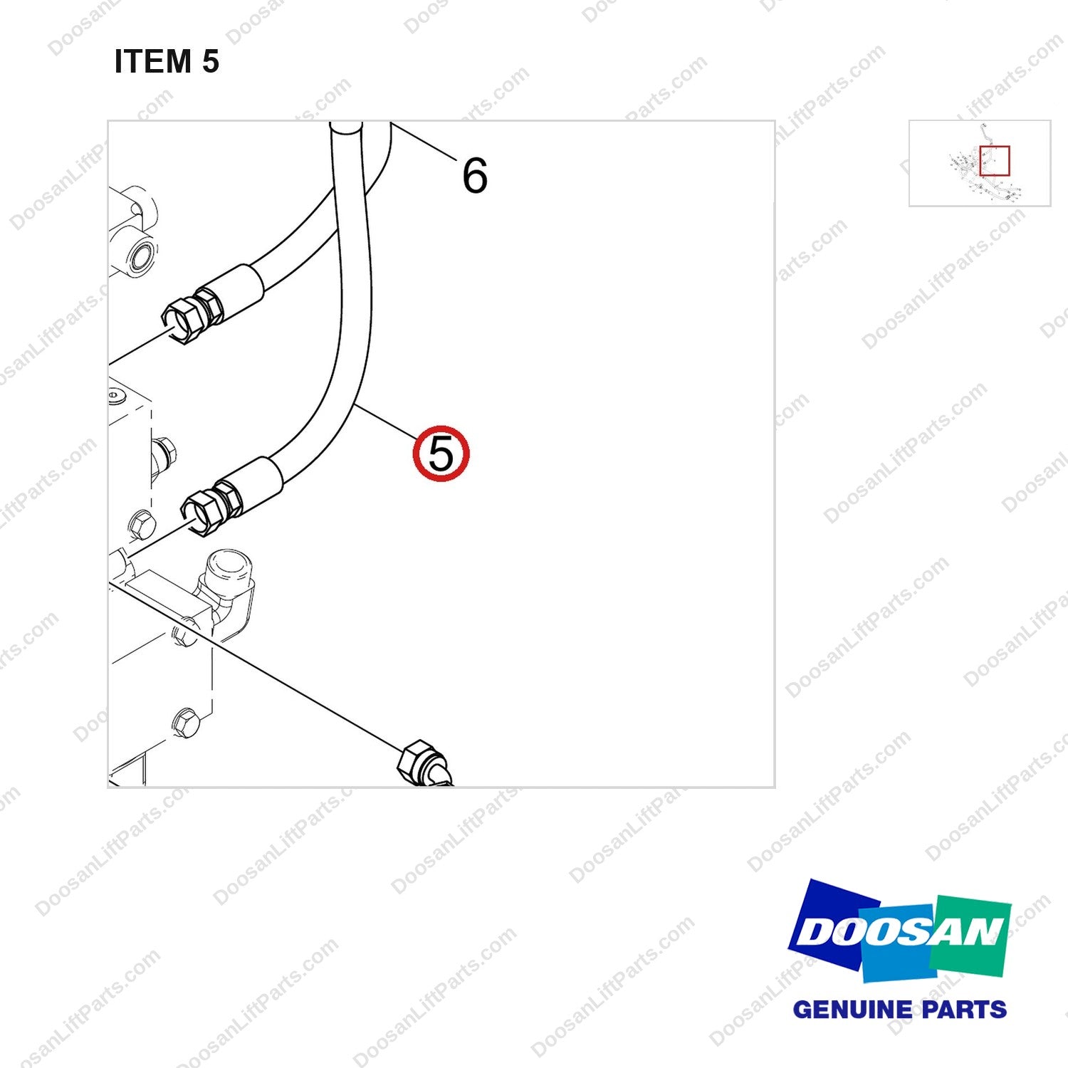 420105-05385 LINE GROUP;FINGERTIP TILT - parts diagram, item 5 shown - genuine Doosan / Bobcat forklift part