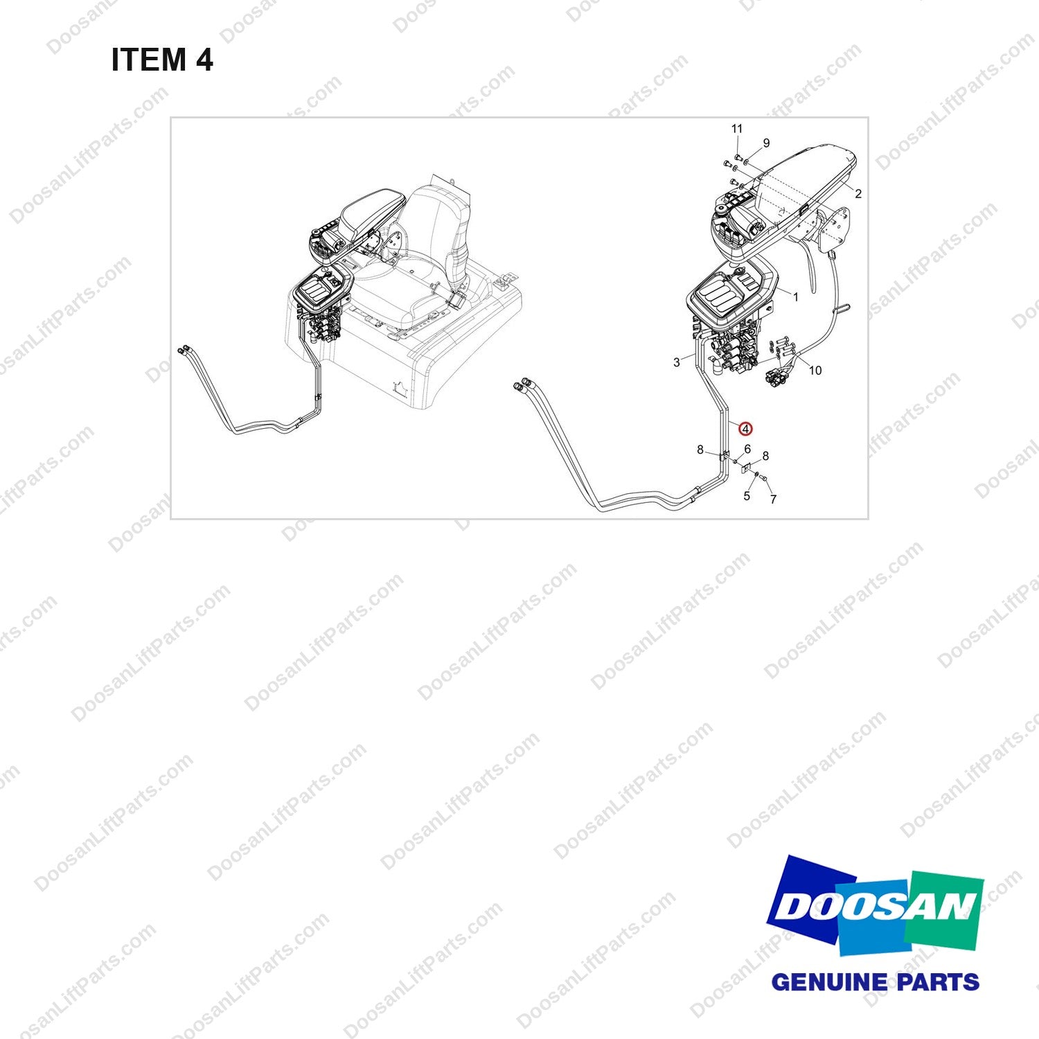 420105-05622 CONTROL VALVE GP;FINGERTIP-3WAY - full parts diagram, item 4 marked - genuine Doosan / Bobcat forklift part