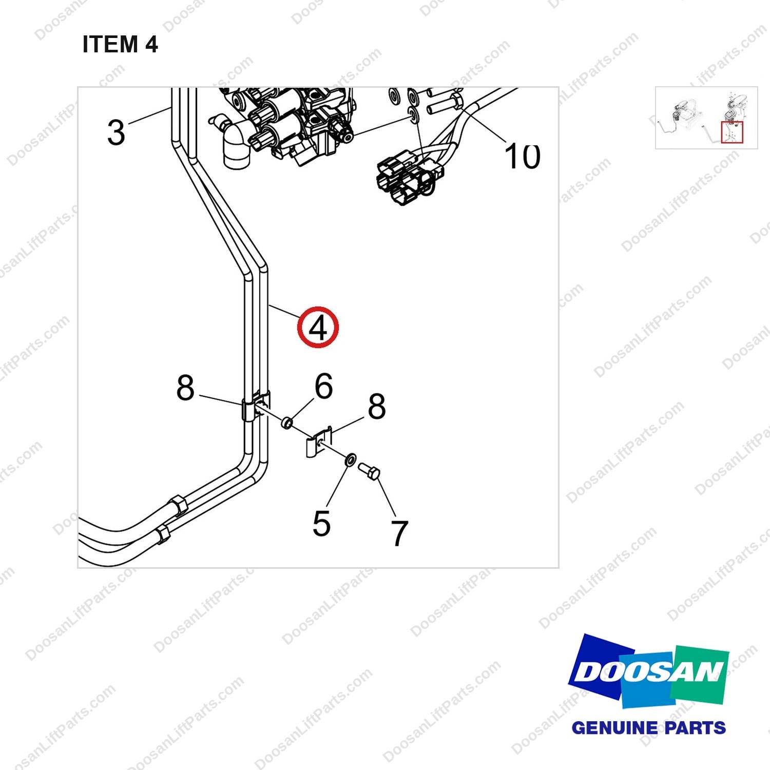 420105-05622 CONTROL VALVE GP;FINGERTIP-3WAY - parts diagram, item 4 shown - genuine Doosan / Bobcat forklift part