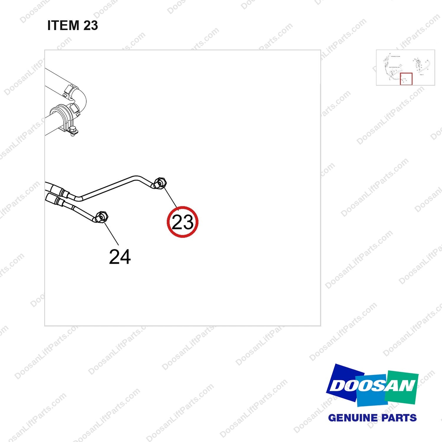 420105-05997 POWER STEERING CYLINDER LINE_S - parts diagram, item 23 shown - genuine Doosan / Bobcat forklift part