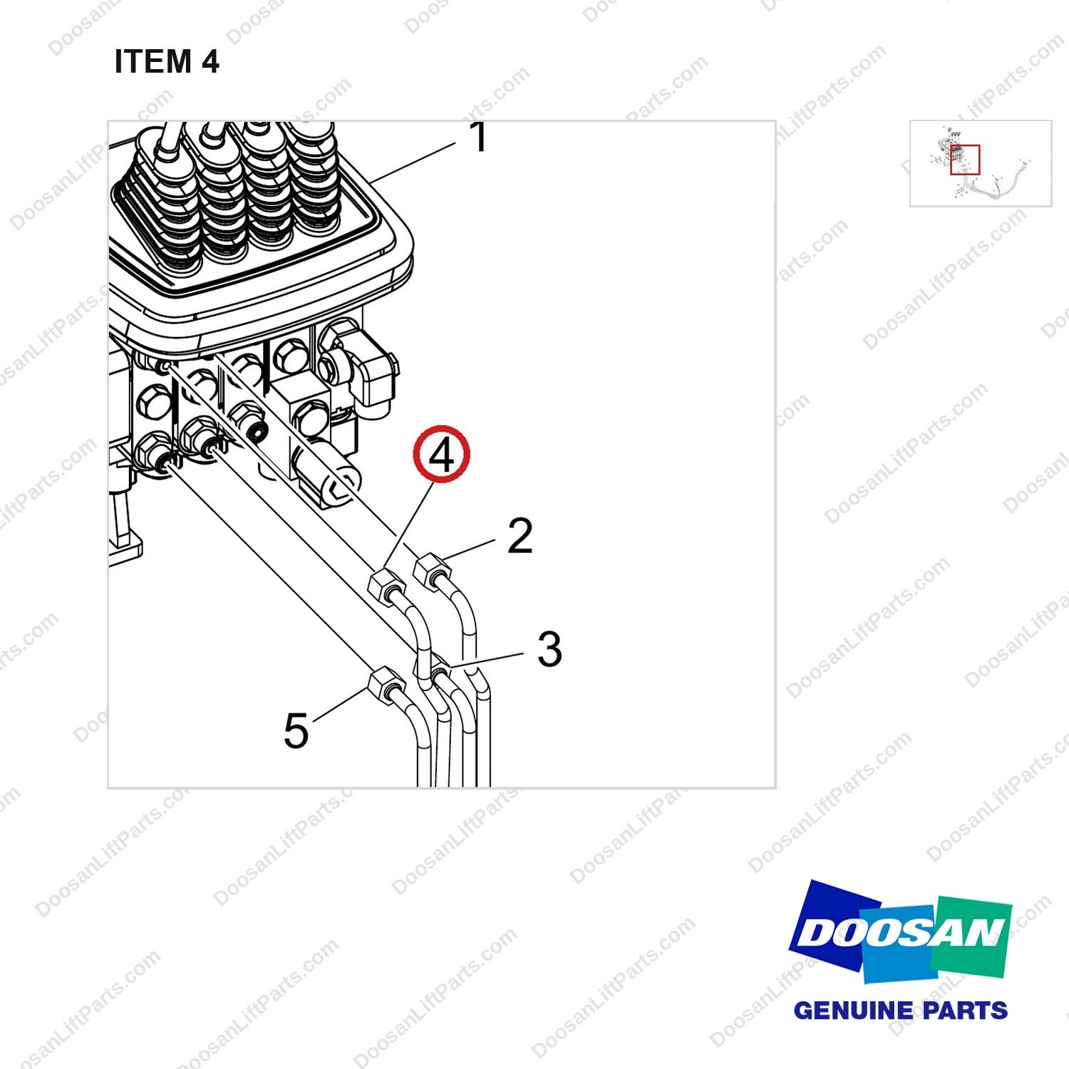 420105-06111 MAIN C_V GROUP;4SEC/4LEV - parts diagram, item 4 shown - genuine Doosan / Bobcat forklift part
