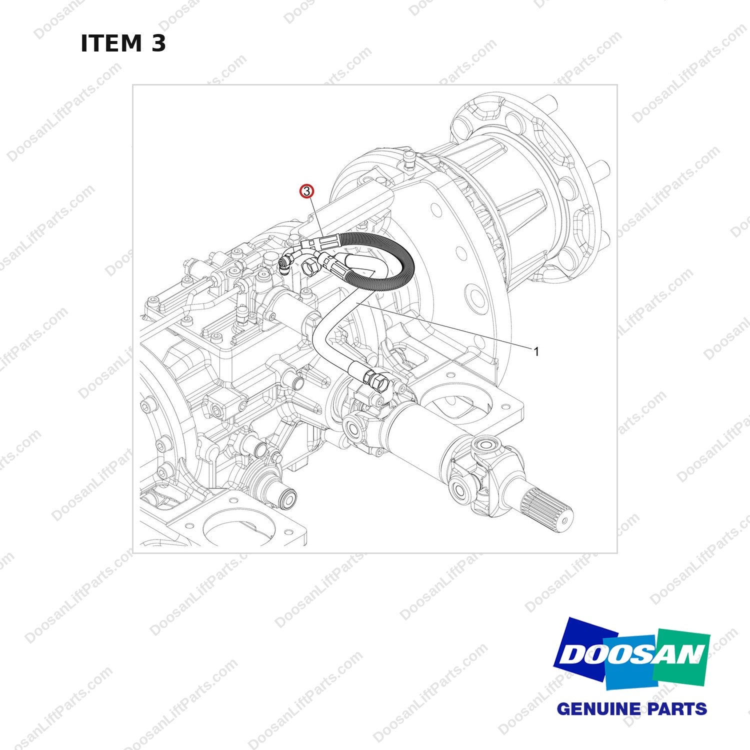420105-06118 CHASSIS SERVICE BRAKE GROUP_LINE PART - full parts diagram, item 3 marked - genuine Doosan / Bobcat forklift part