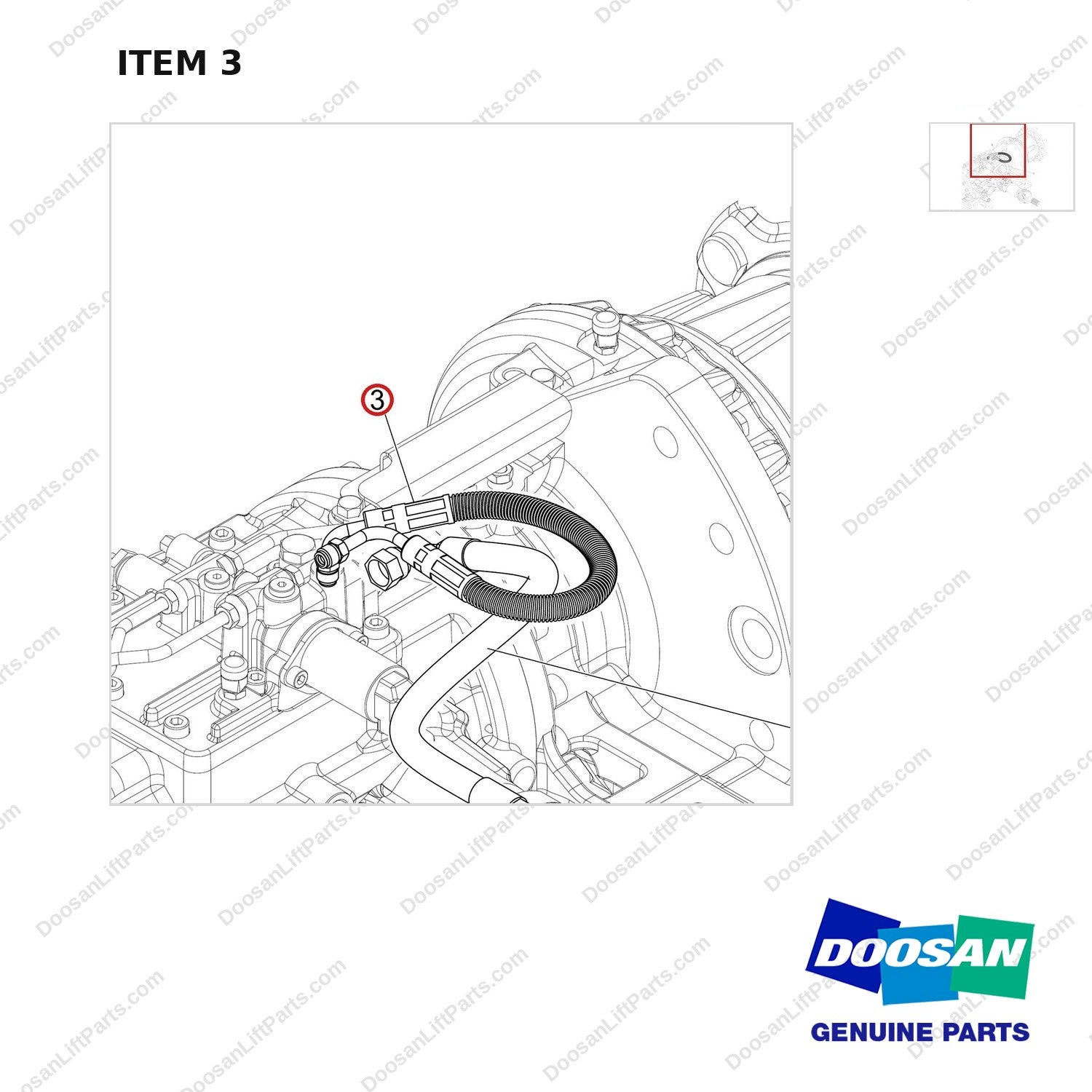 420105-06118 CHASSIS SERVICE BRAKE GROUP_LINE PART - parts diagram, item 3 shown - genuine Doosan / Bobcat forklift part