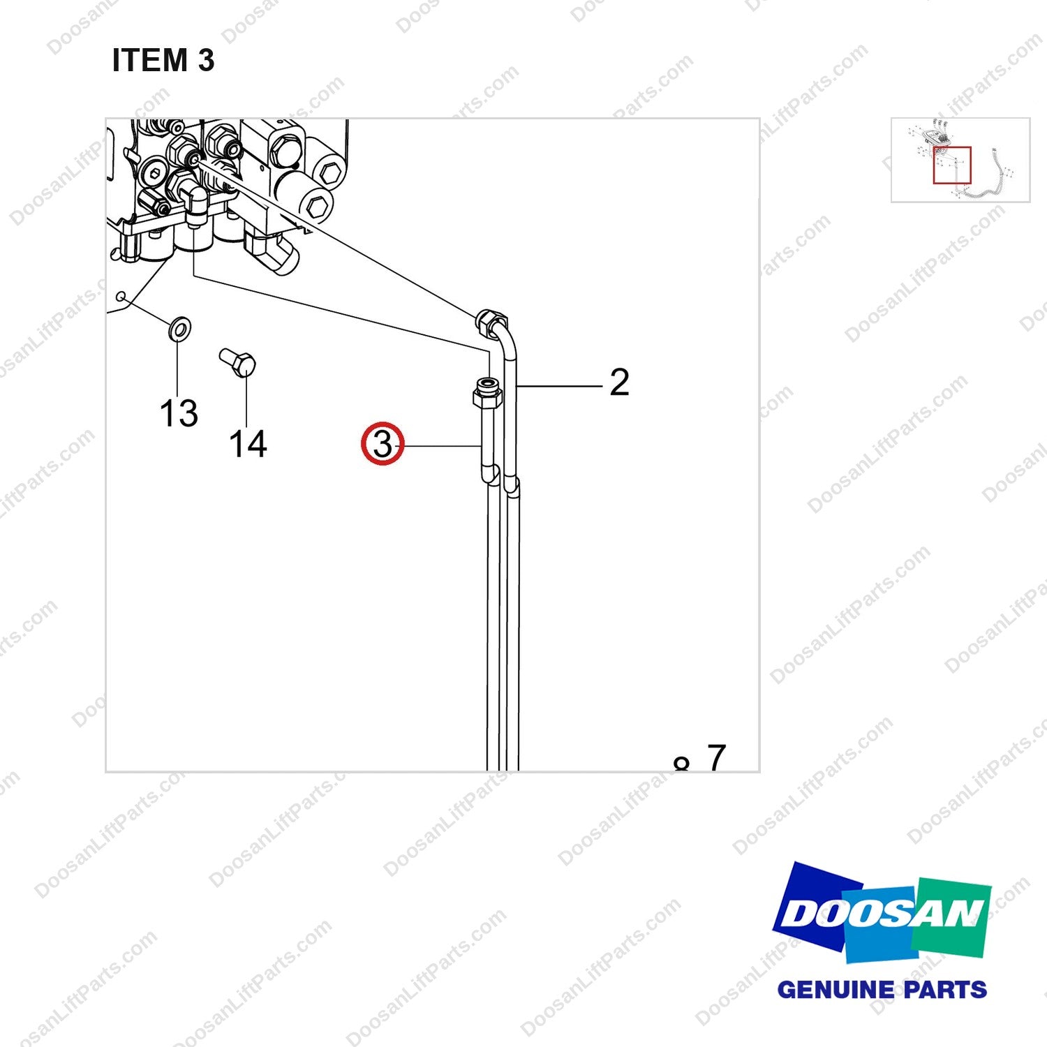 420105-06247 VALVE AR;3 SEC, 3 LEVER - parts diagram, item 3 shown - genuine Doosan / Bobcat forklift part
