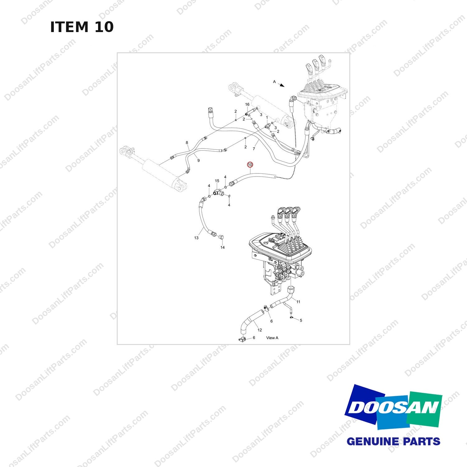 420105-06252 CONTROL VALVE MAST OPERATING LINE GP;FOR ATL - full parts diagram, item 10 marked - genuine Doosan / Bobcat forklift part