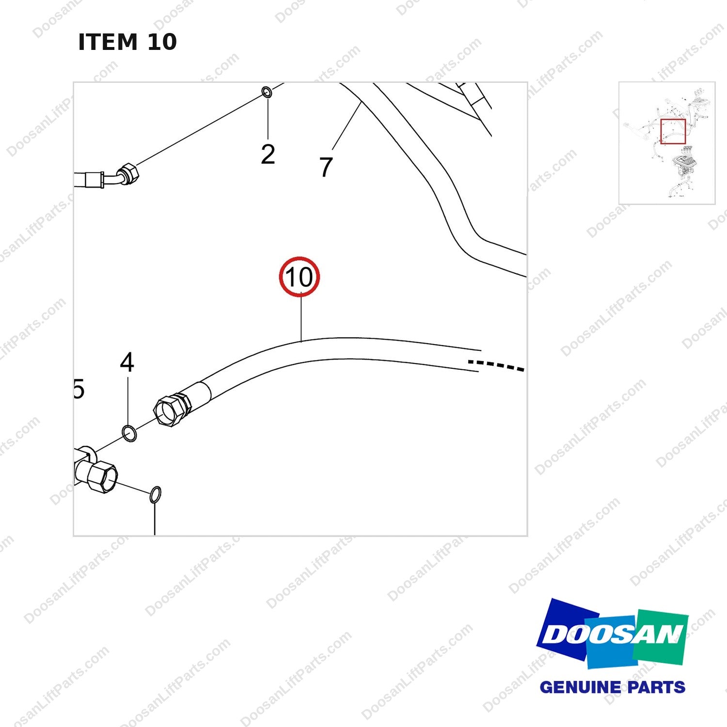 420105-06252 CONTROL VALVE MAST OPERATING LINE GP;FOR ATL - parts diagram, item 10 shown - genuine Doosan / Bobcat forklift part