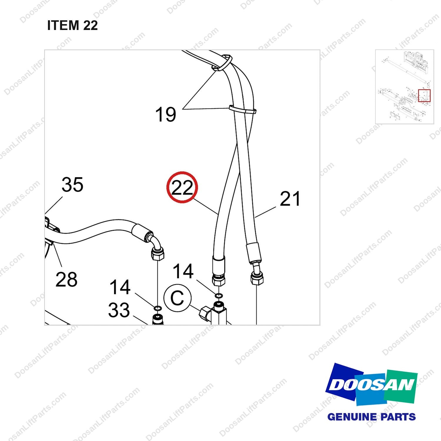420105-06266 MOUNT GROUP - parts diagram, item 22 shown - genuine Doosan / Bobcat forklift part