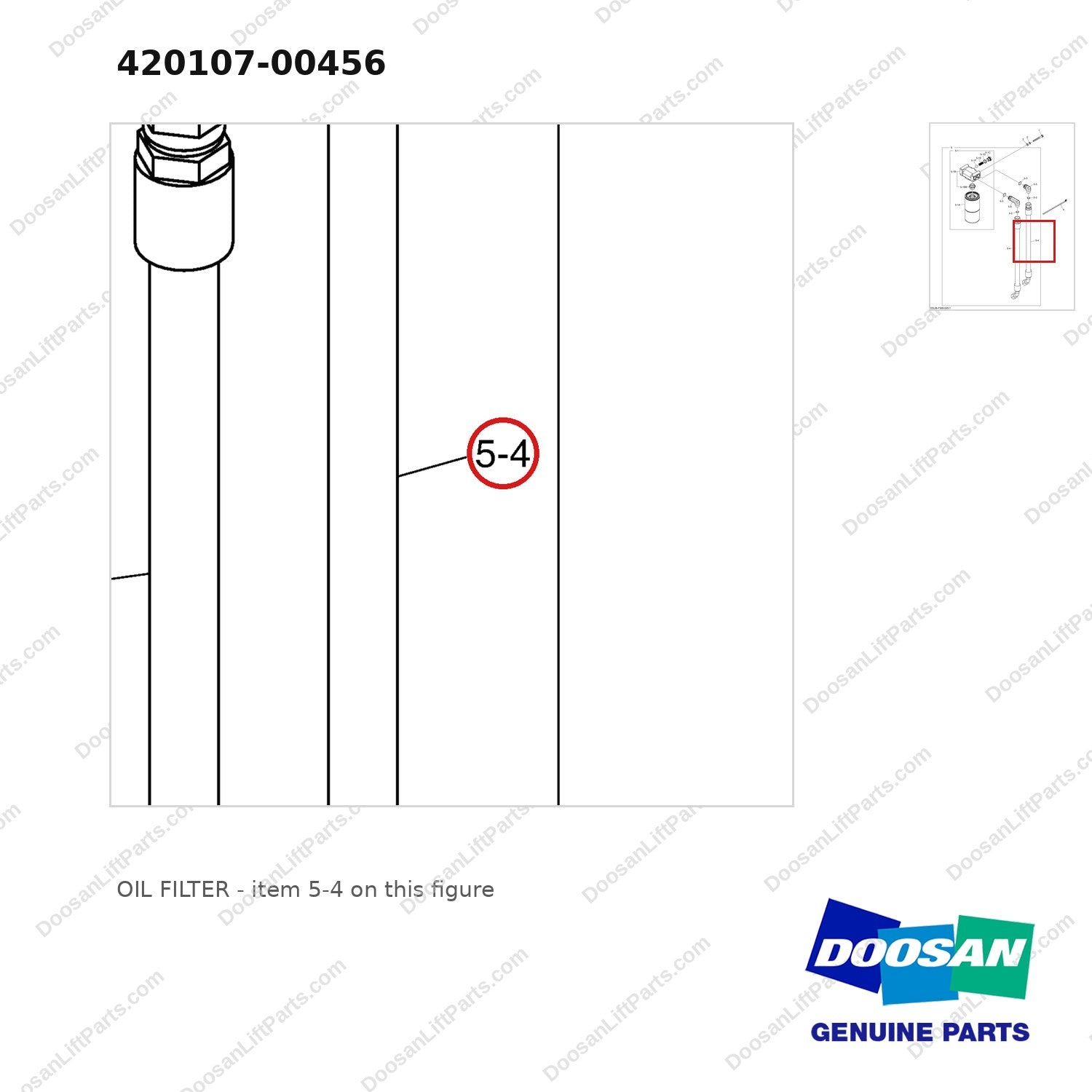 420107-00456 OIL FILTER - parts diagram, item 5-4 shown - genuine Doosan / Bobcat forklift part